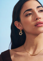 Pearl Beaded Charm Hoop Earrings