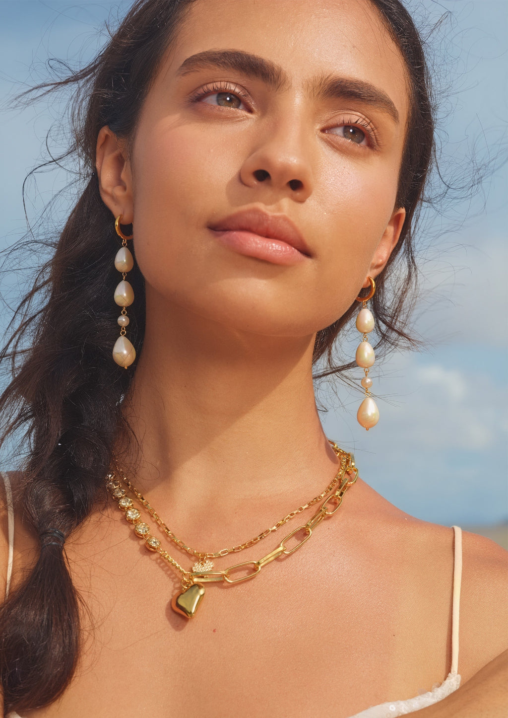 Heart Pendant Double Chain Necklace