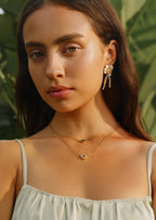 Enamel Flower Pearl Earrings