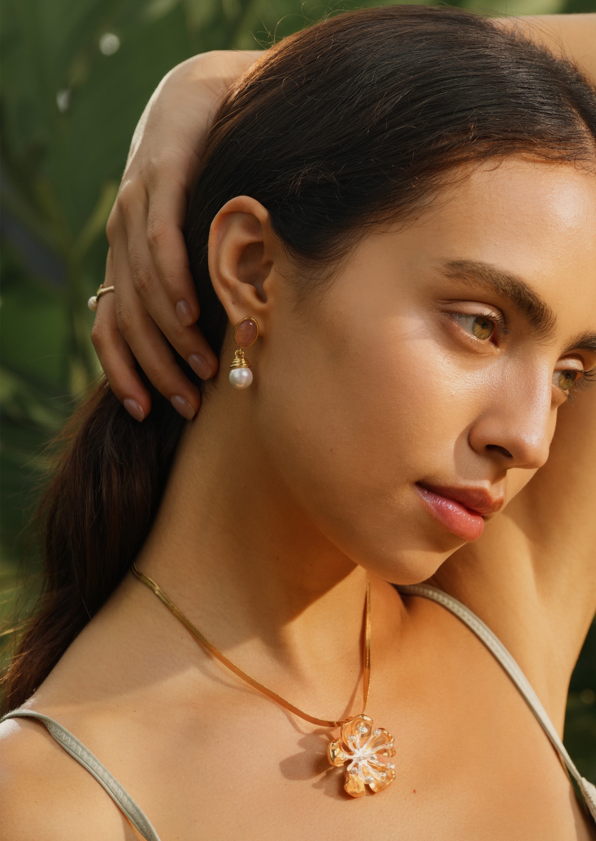 Oval Pearl Drop Earrings