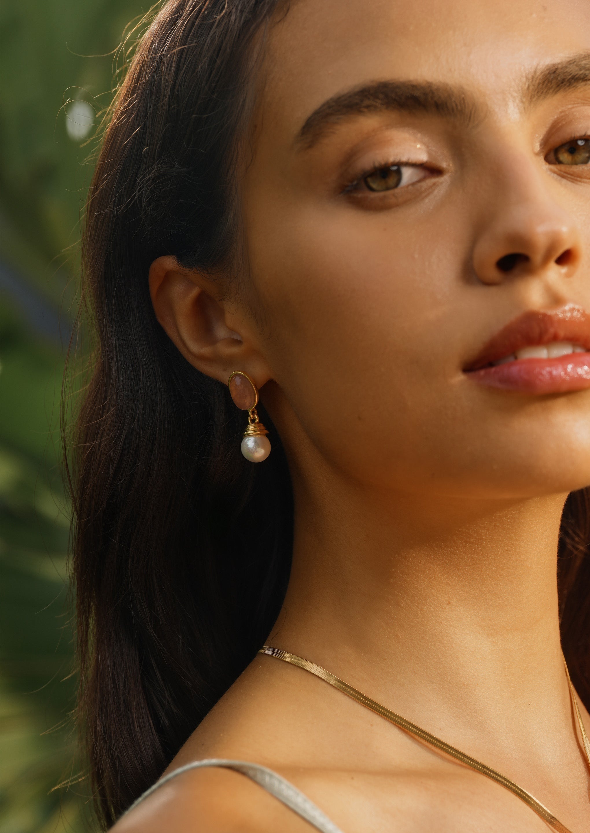 Oval Pearl Drop Earrings