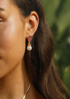 Oval Pearl Drop Earrings