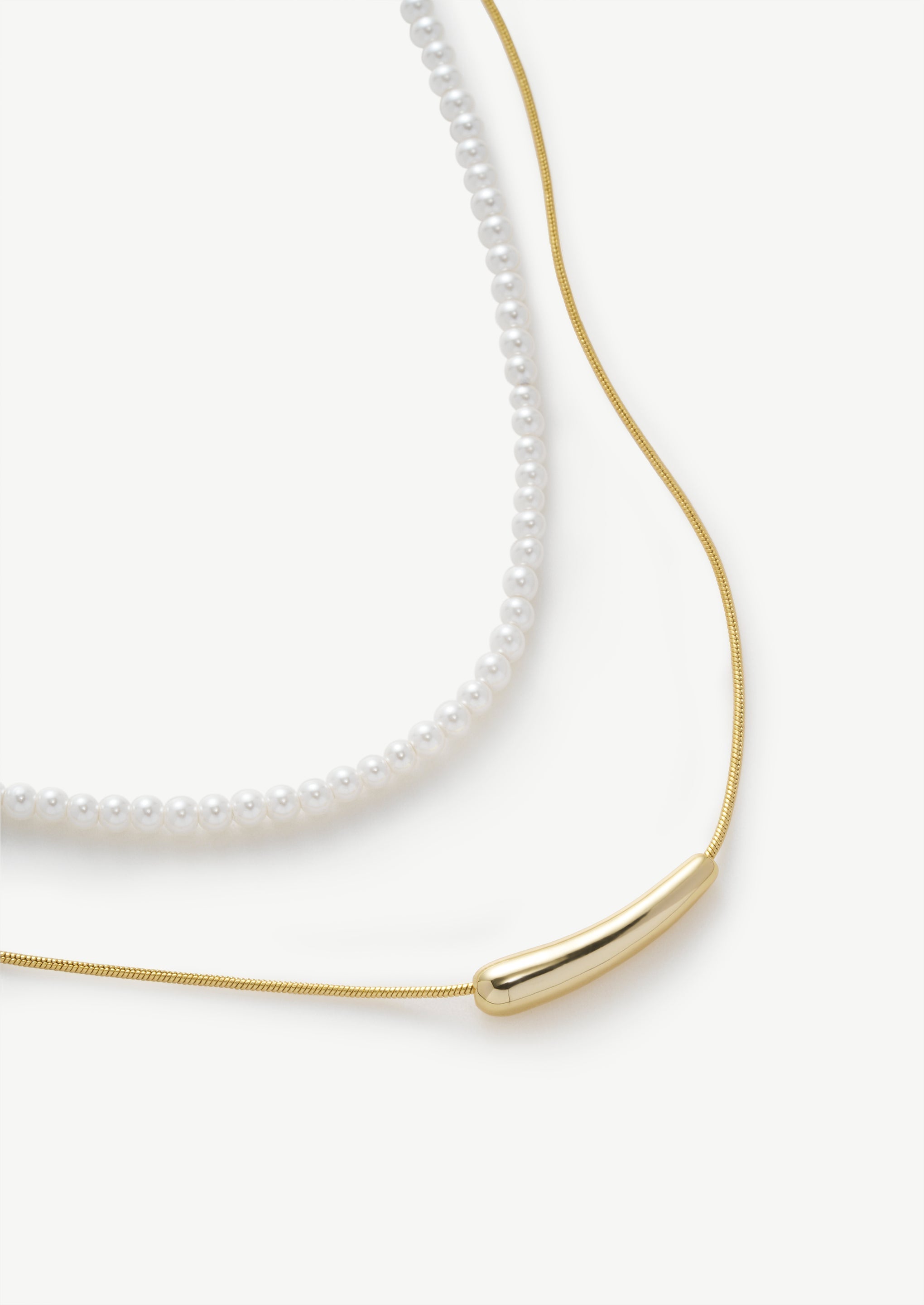 Layered Pearl Chain Necklace