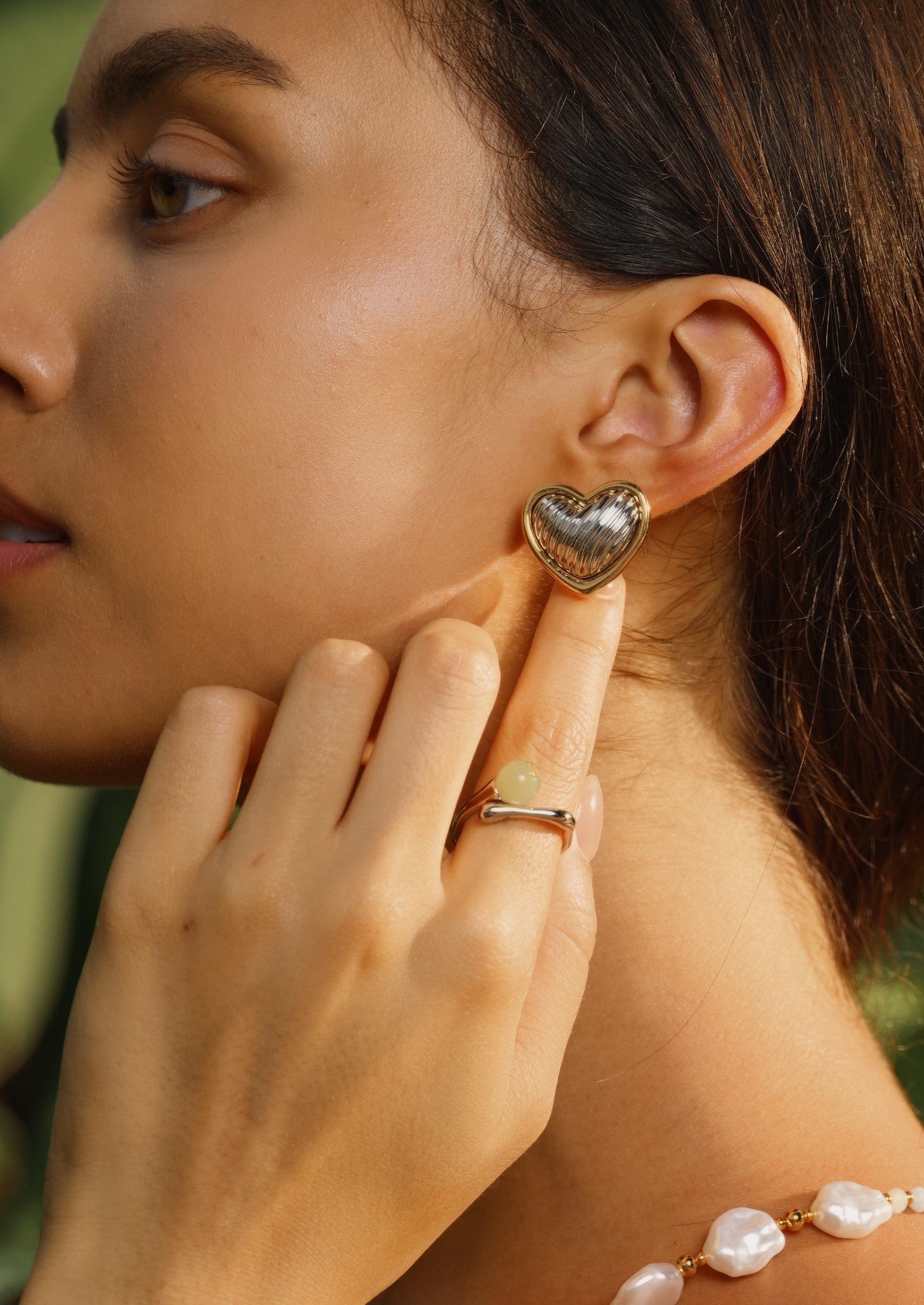 Two Tone Heart Earrings