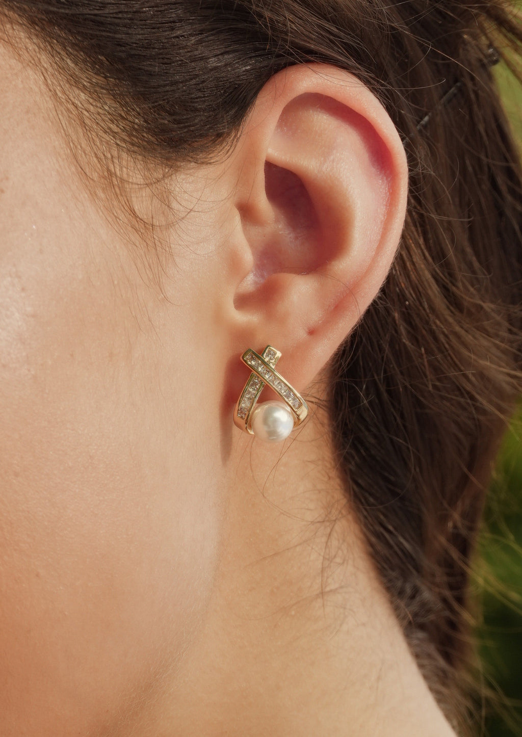 Cross Pearl Stud Earrings