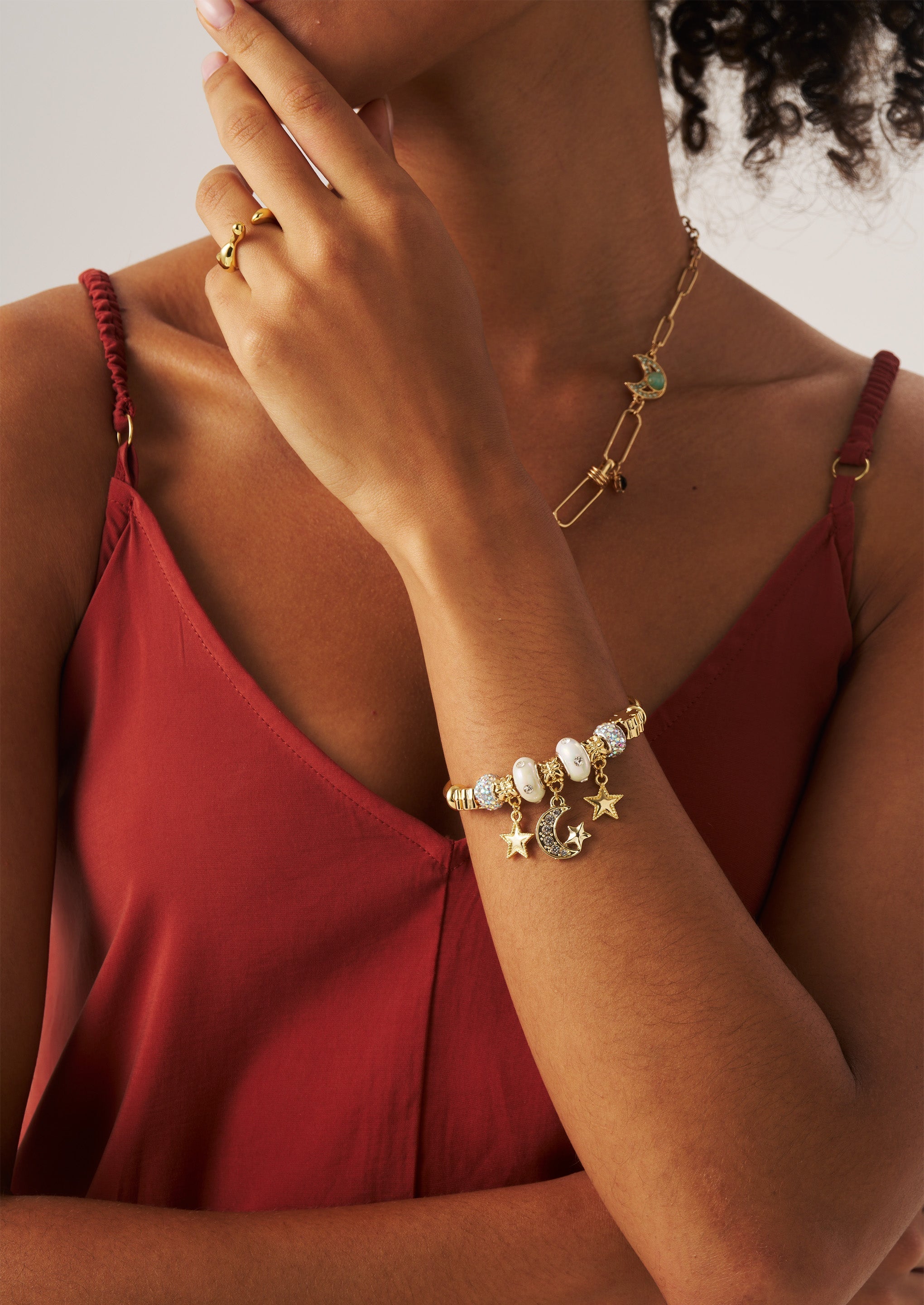 Star Moon Bangle Bracelet