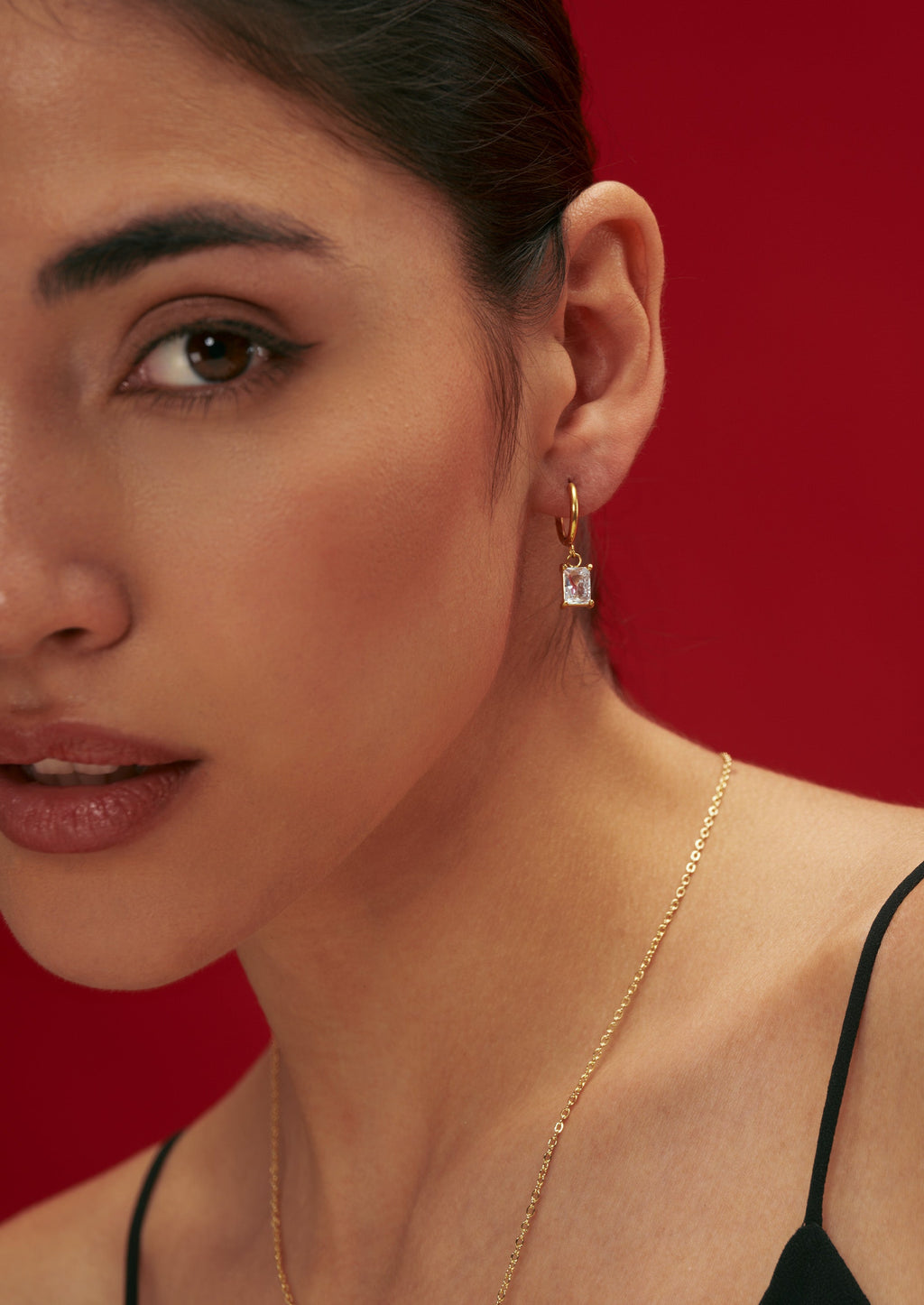 Square Charm Hoop Earrings