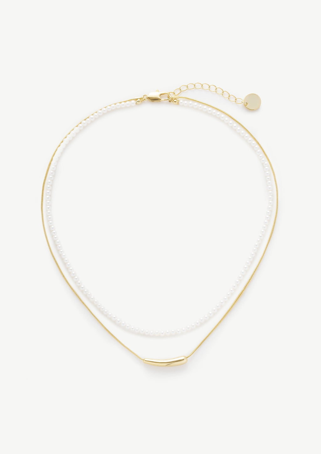 Layered Pearl Chain Necklace