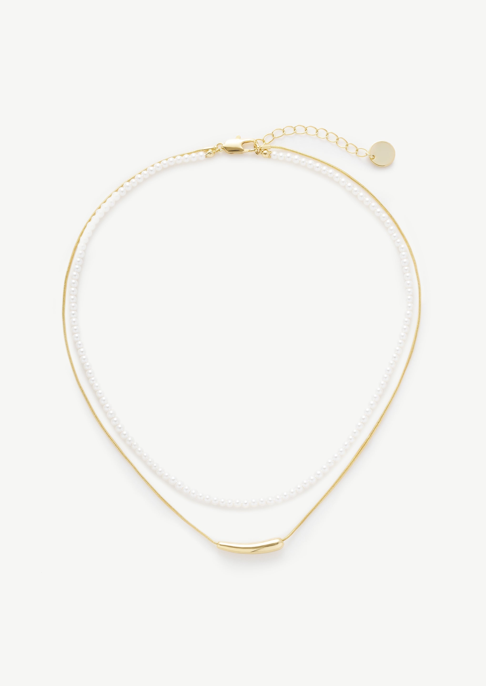 Layered Pearl Chain Necklace