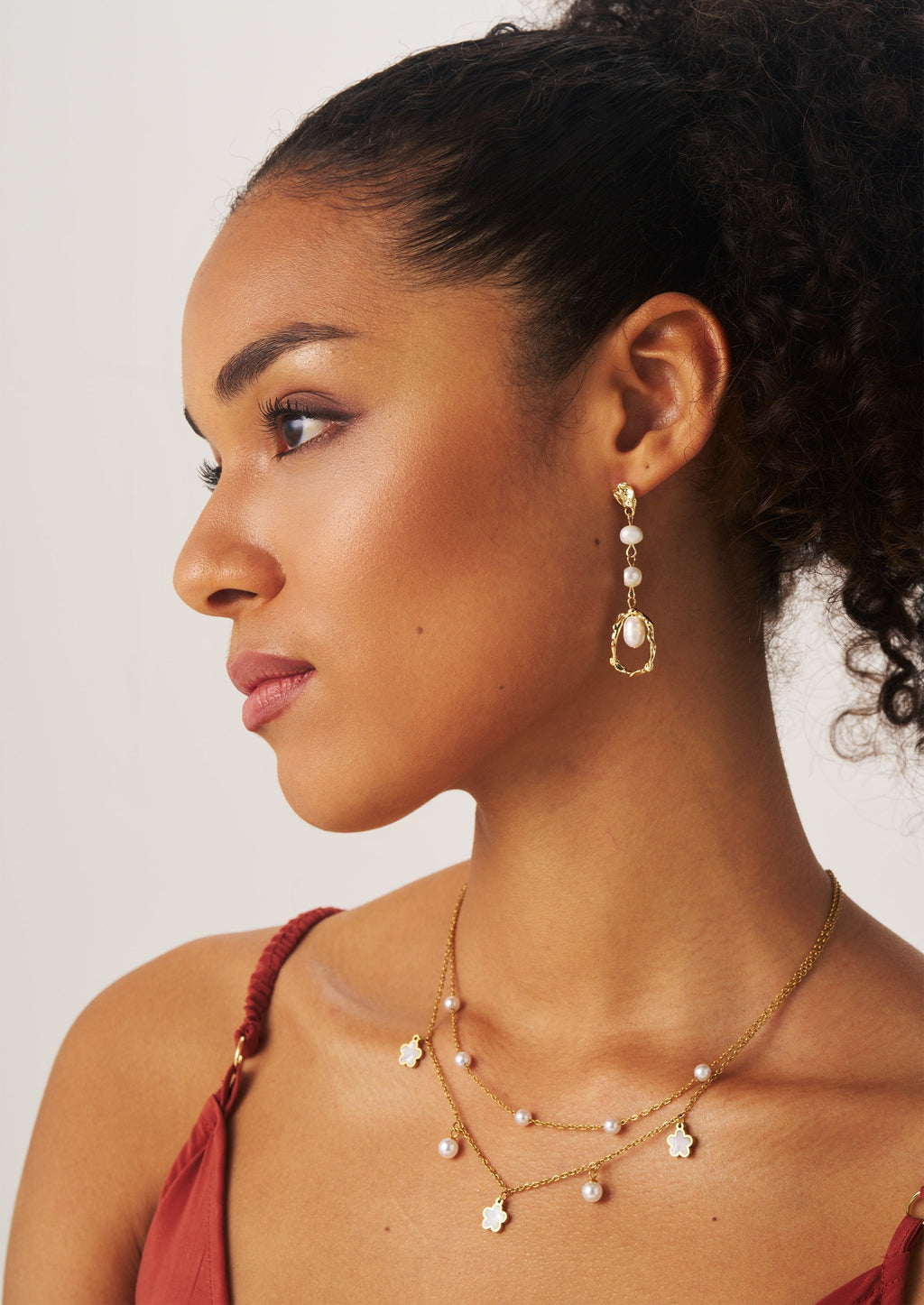 Pearl Beaded Drop Earrings