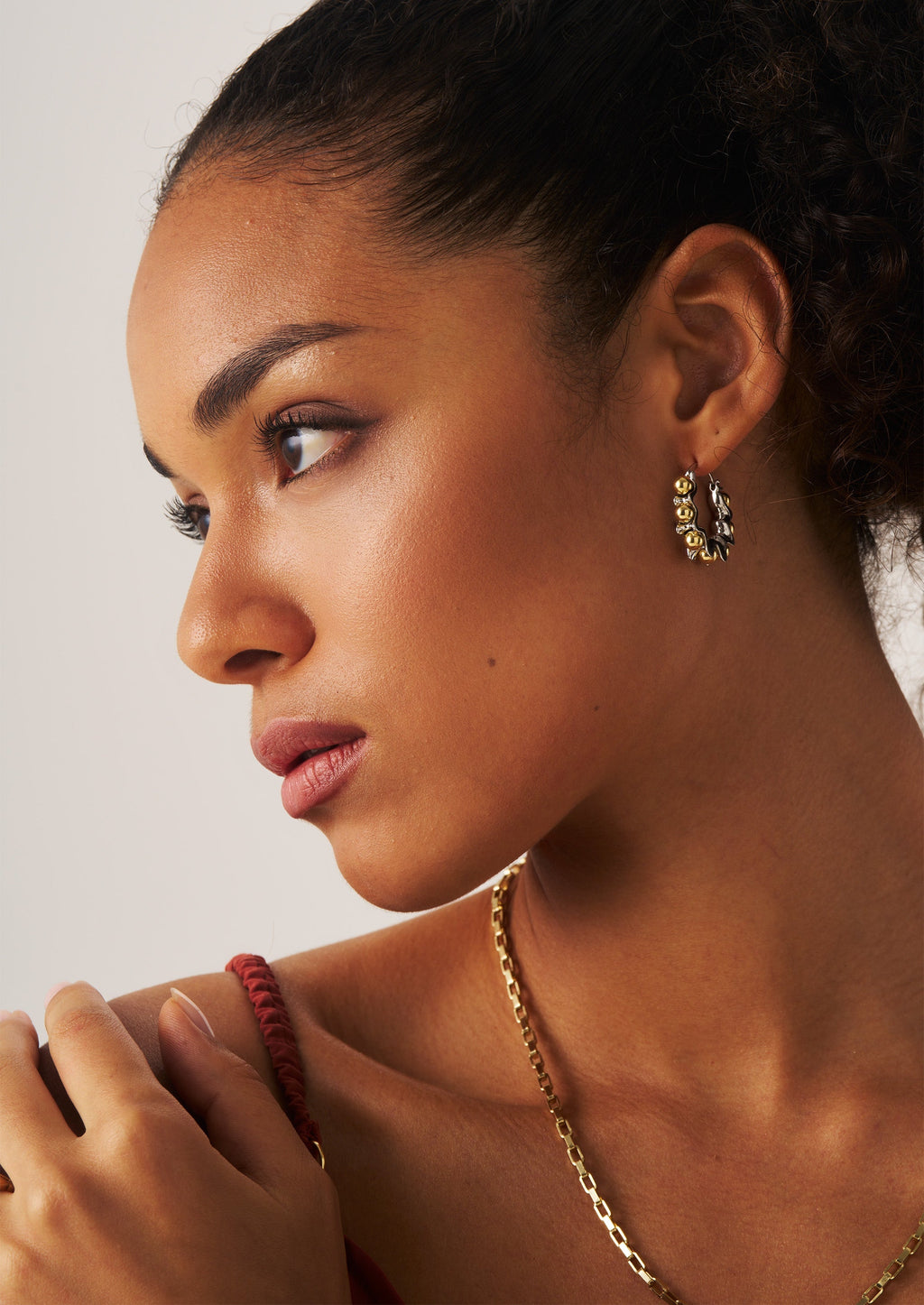 Mixed Wave Hoop Earrings