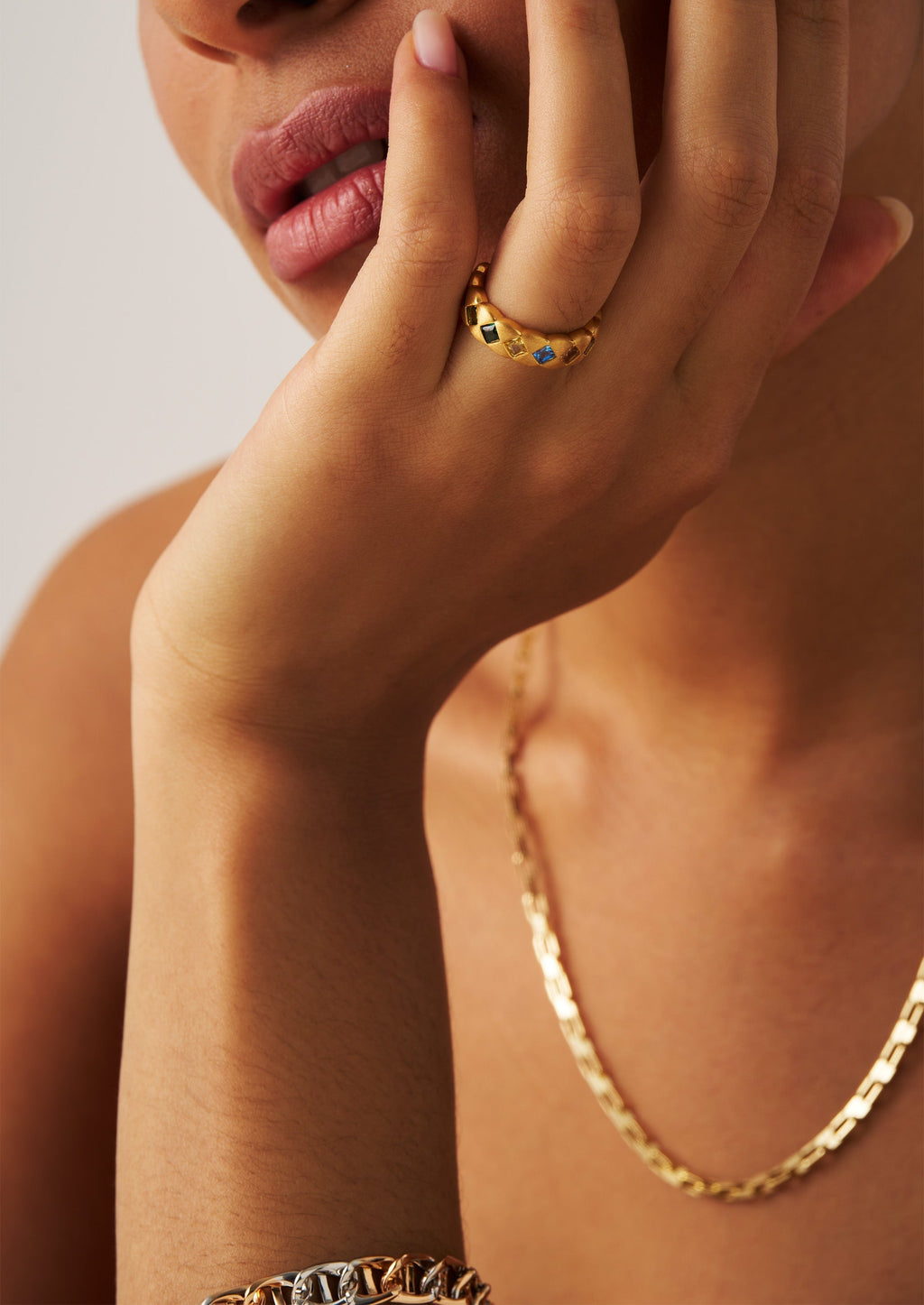 Gemstone Pave Open Ring