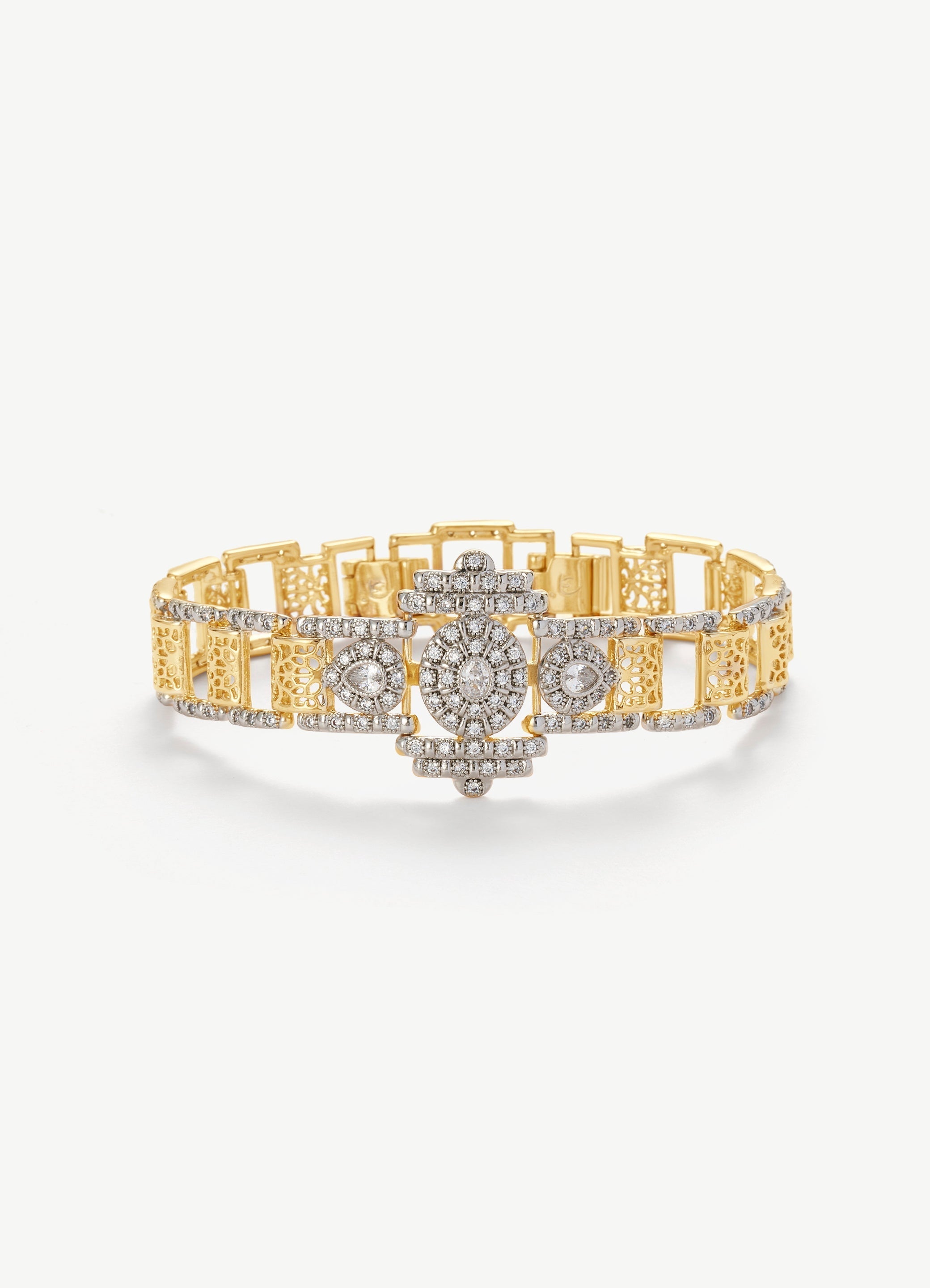 Pave Flower Hollow Bracelet