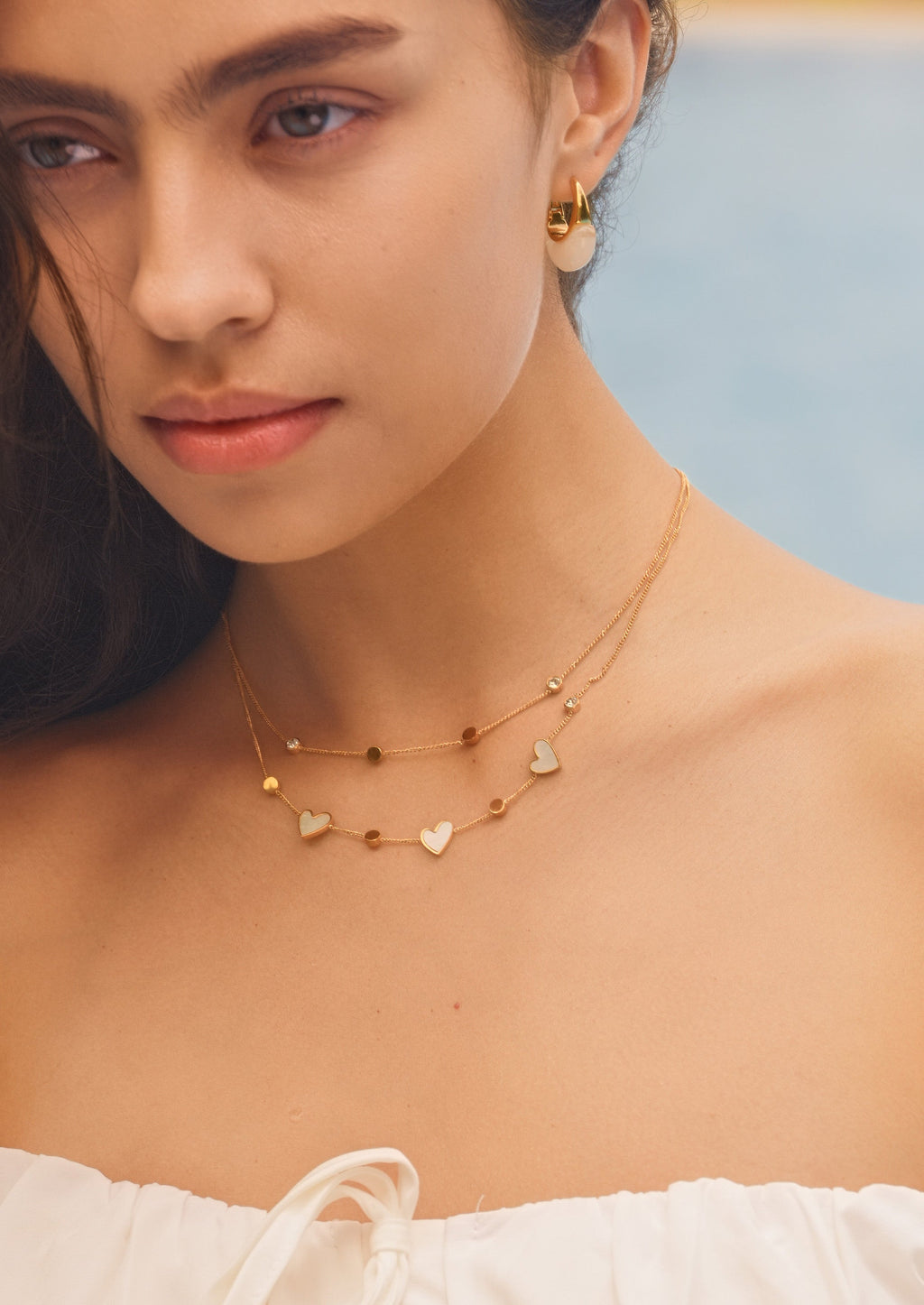 Heart Gemstone Layered Necklace