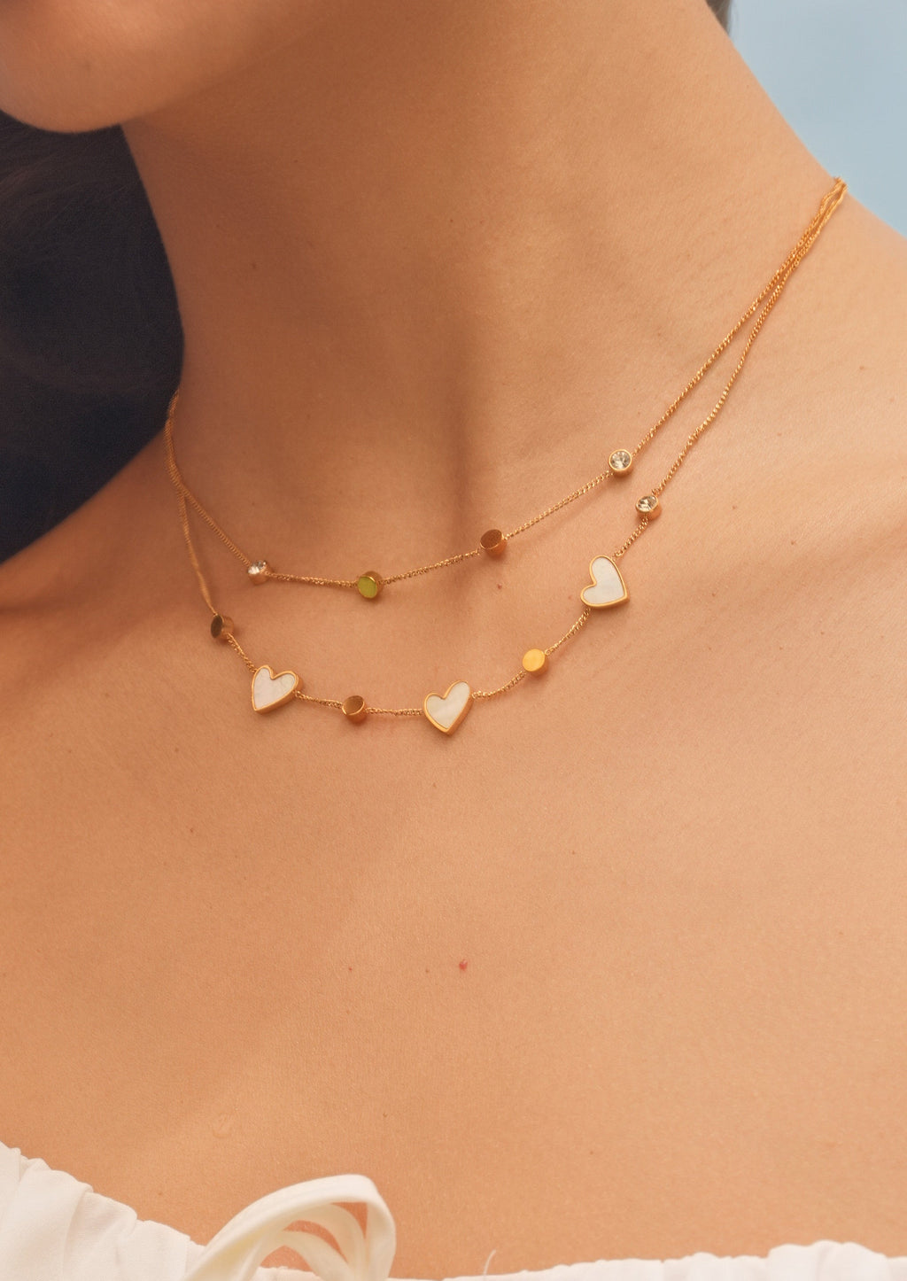 Heart Gemstone Layered Necklace