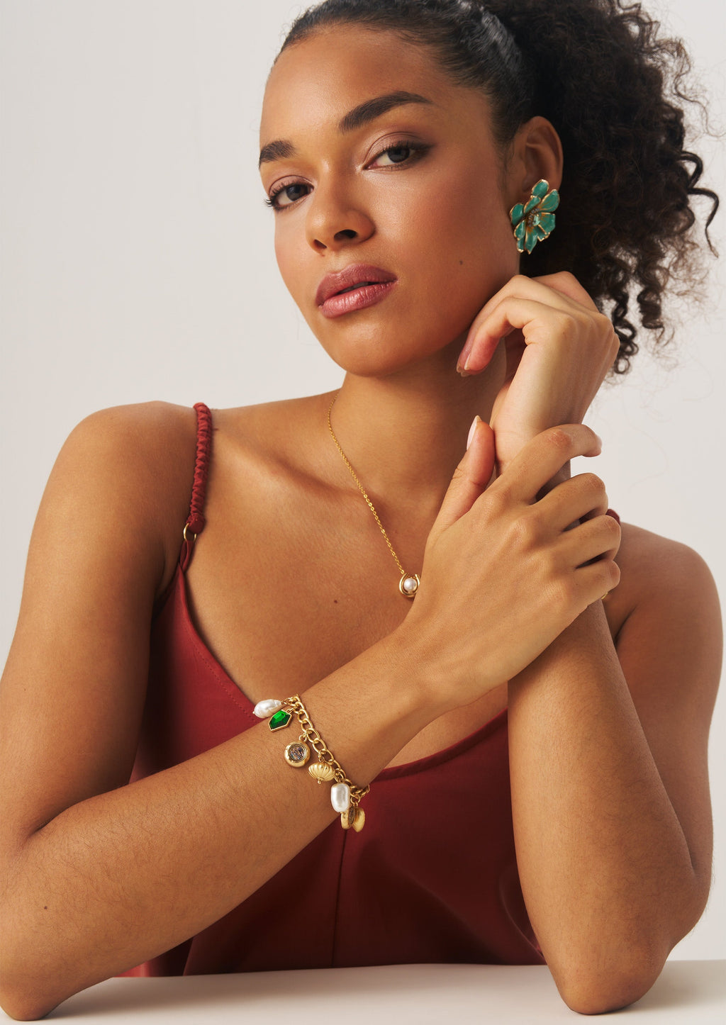 Heart Pearl Charm Bracelet