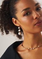 Graduated Pearl Hoop Earrings