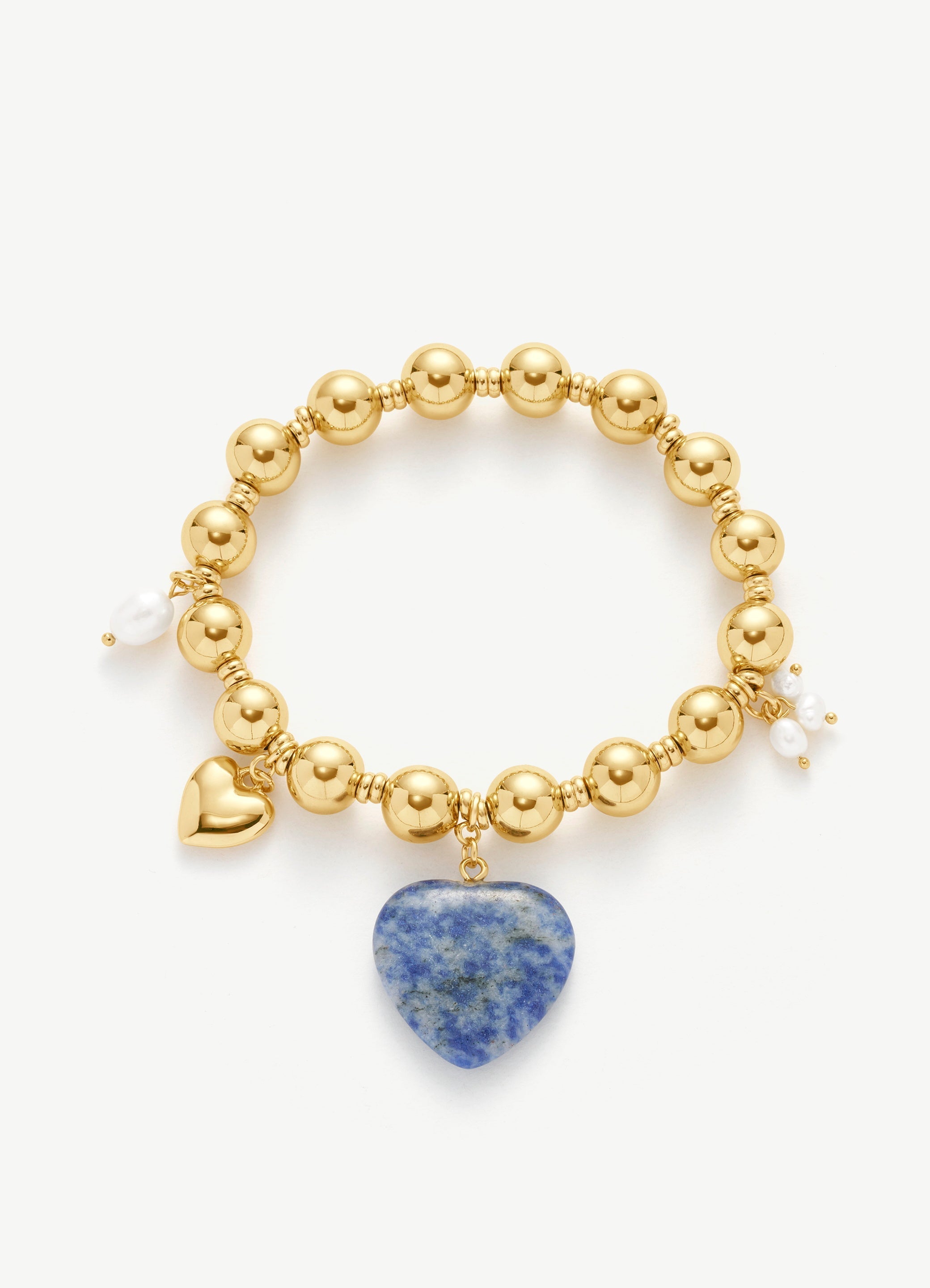Heart Pearl Gold Bead Bracelet