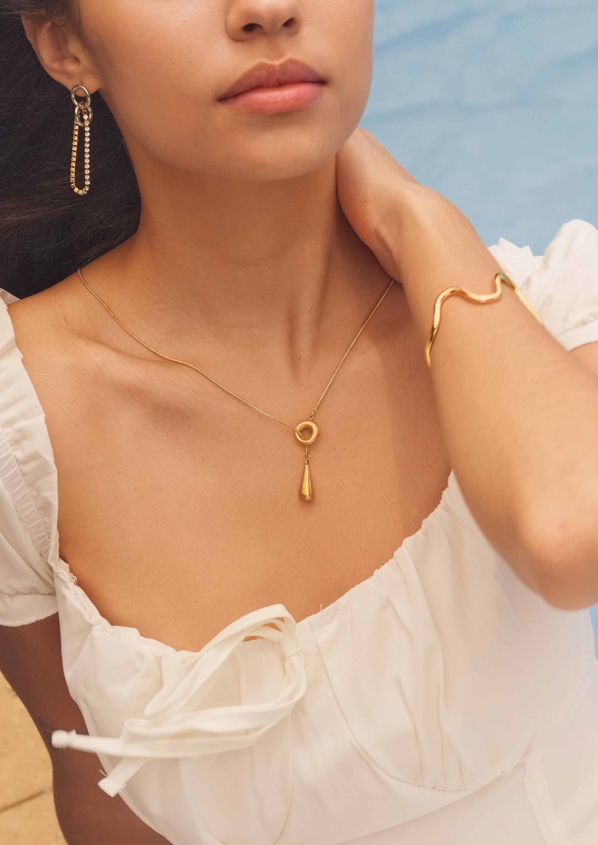 Teardrop Ring Pendant Necklace