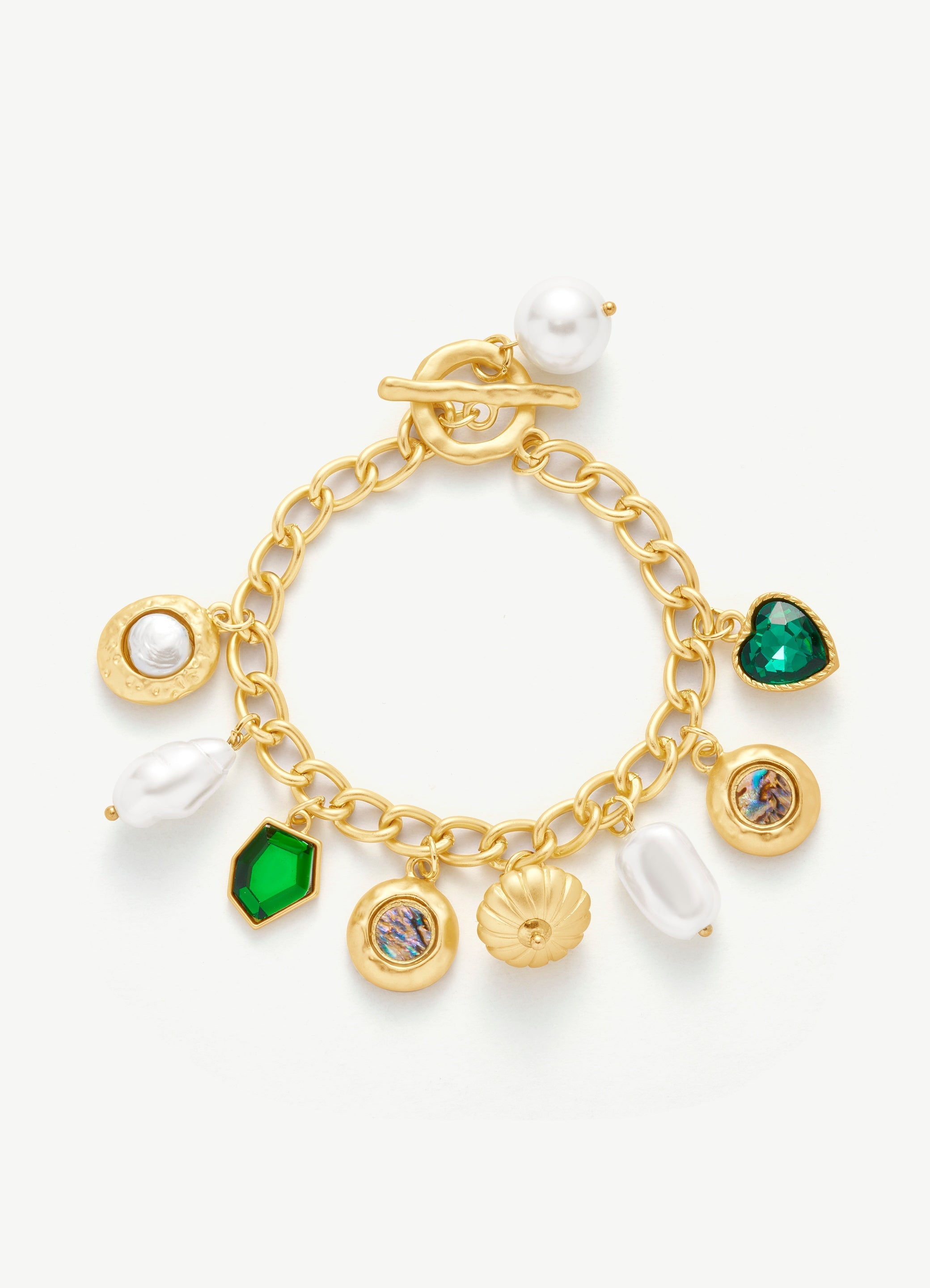 Heart Pearl Charm Bracelet