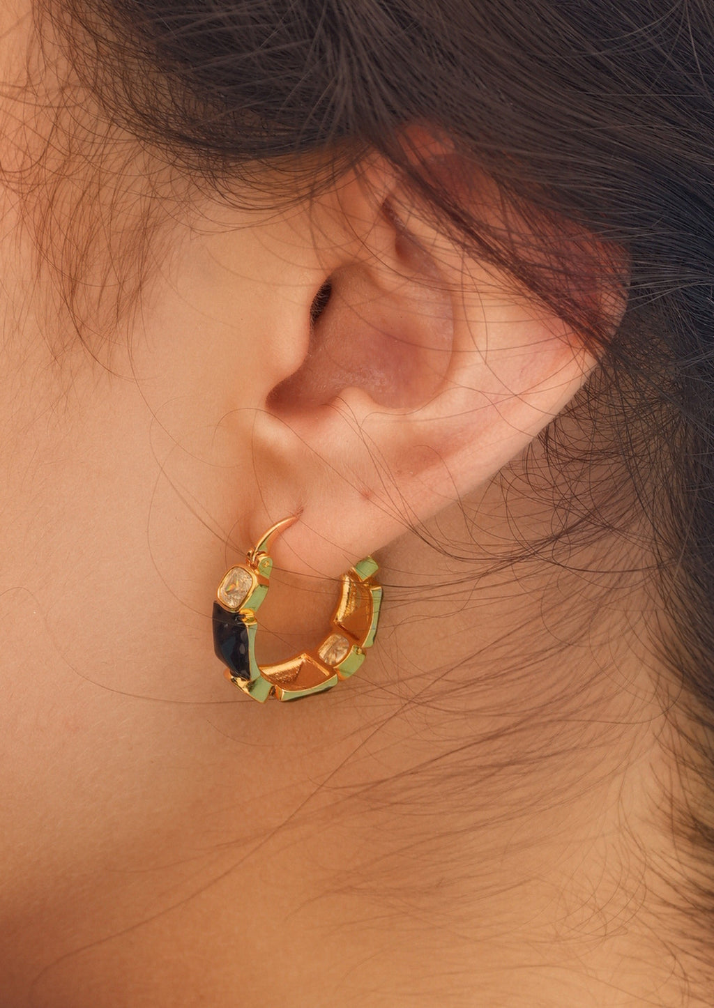 Contrast Color Hoop Earrings