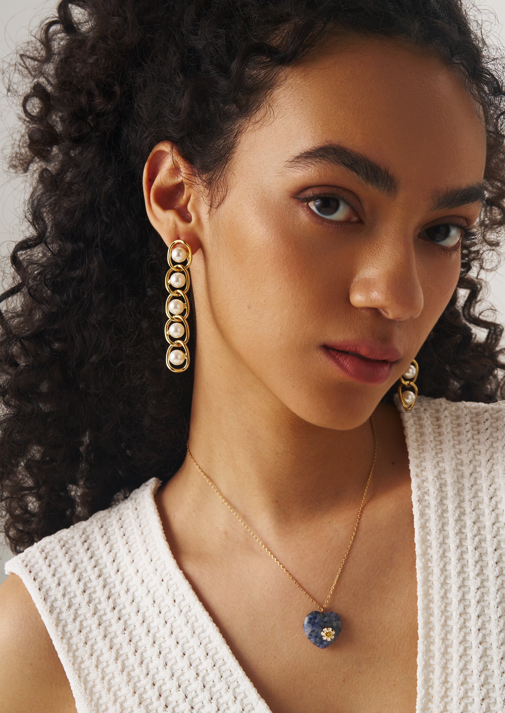 Pearl Chain Drop Earrings