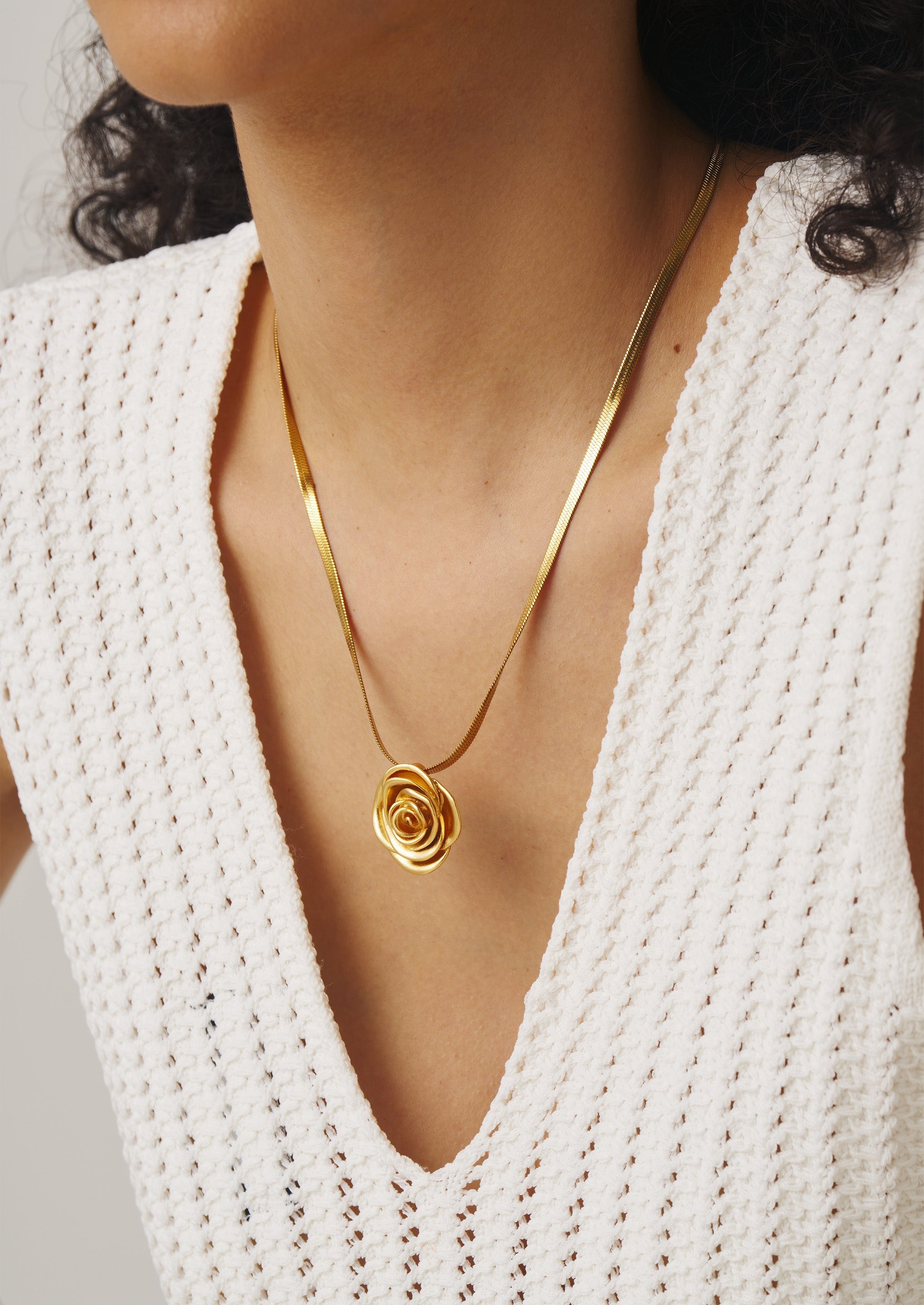 Golden Rose Pendant Necklace
