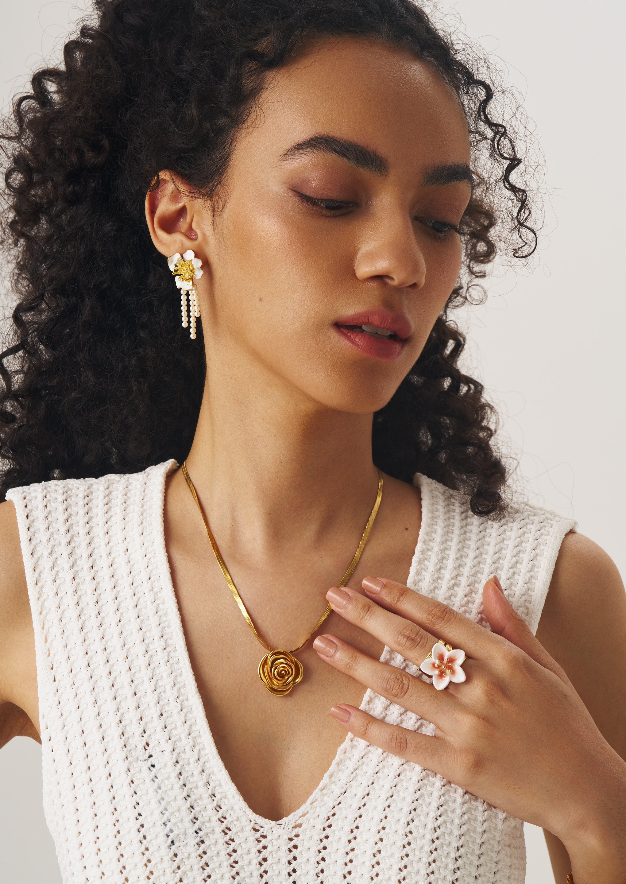 Golden Rose Pendant Necklace