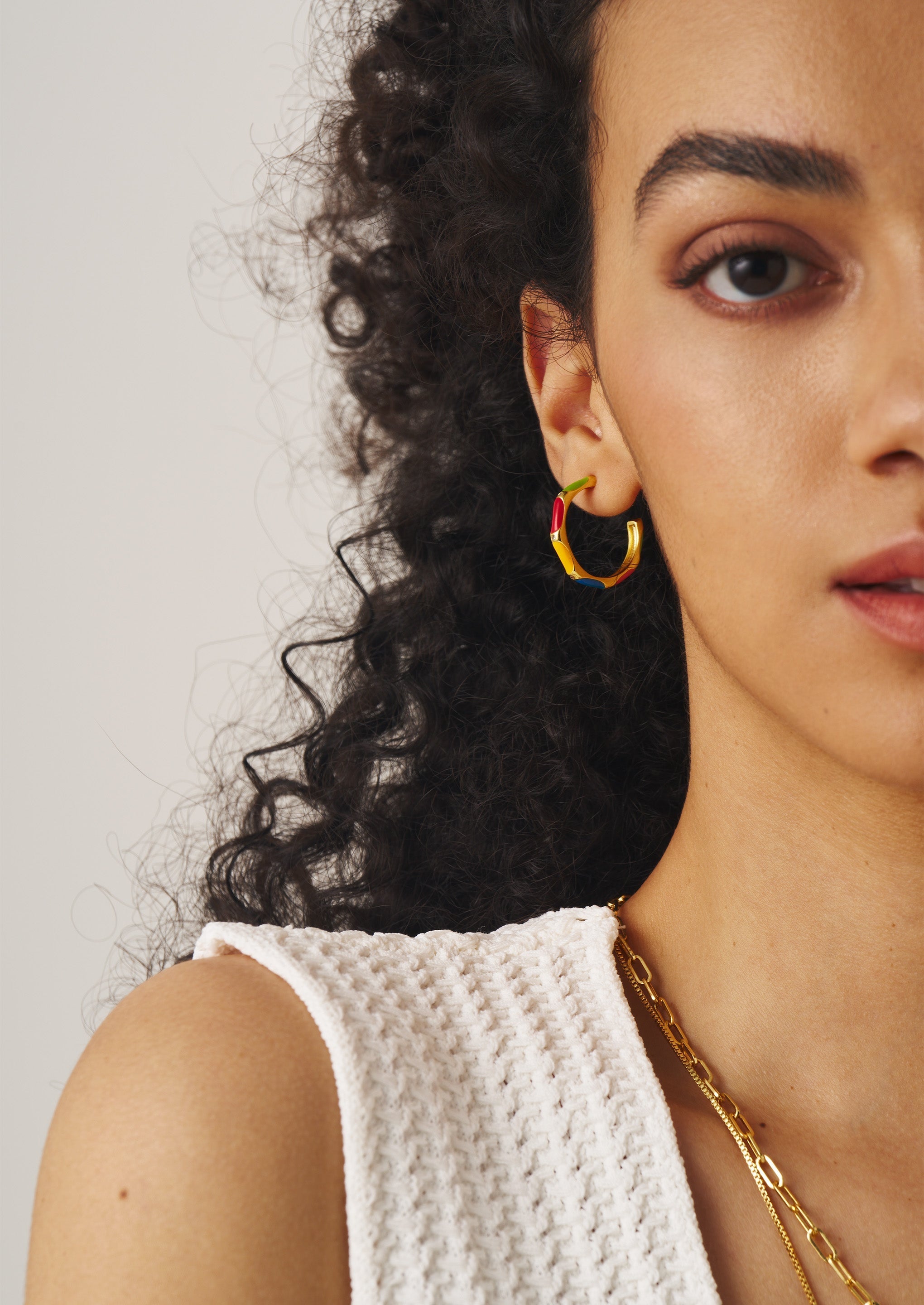 Colorful Enamel Hoop Earrings