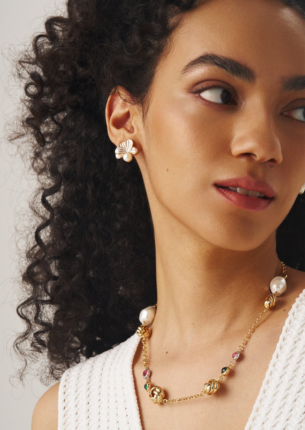 Floral Pearl Stud Earrings