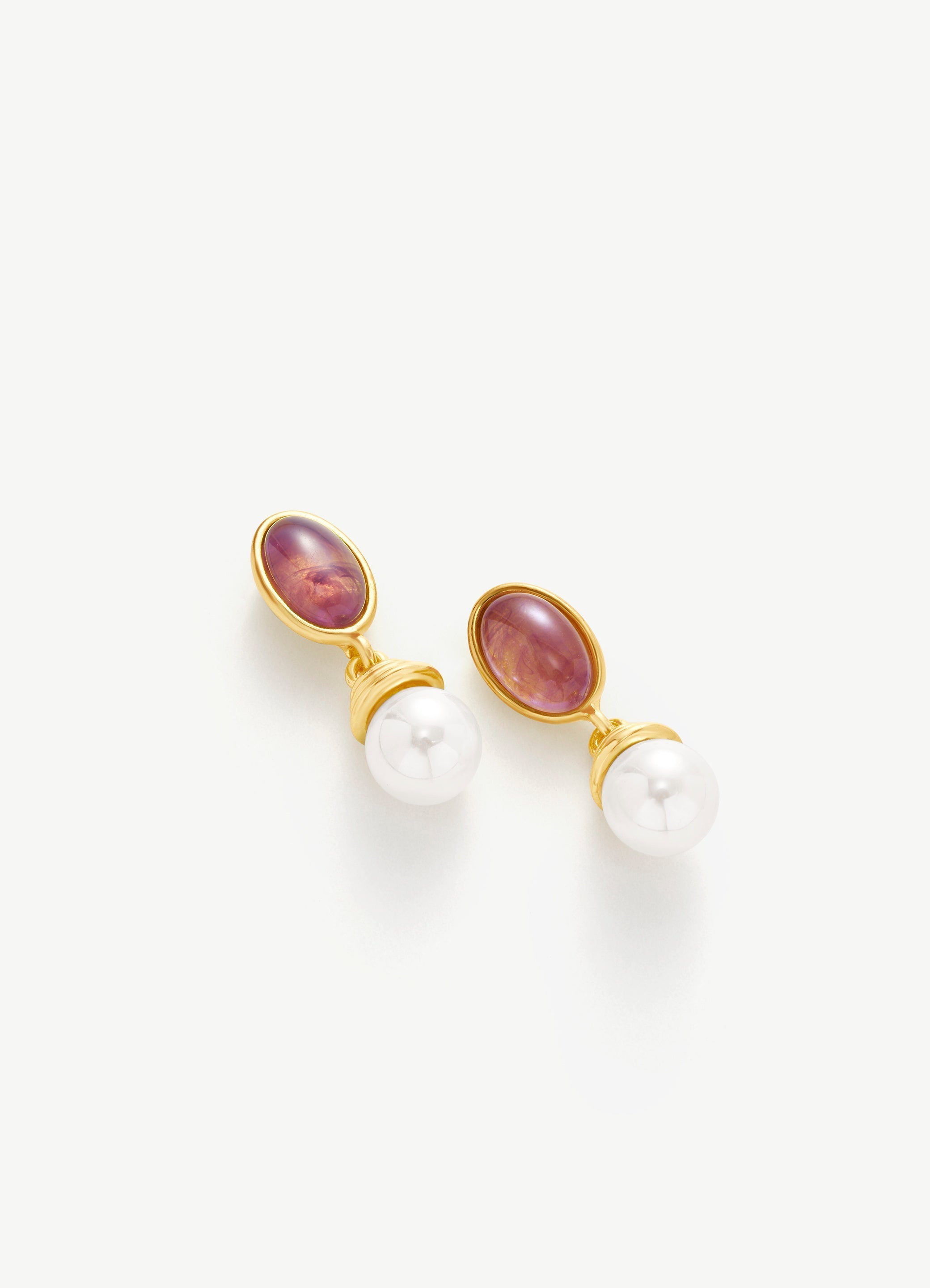 Oval Pearl Drop Earrings