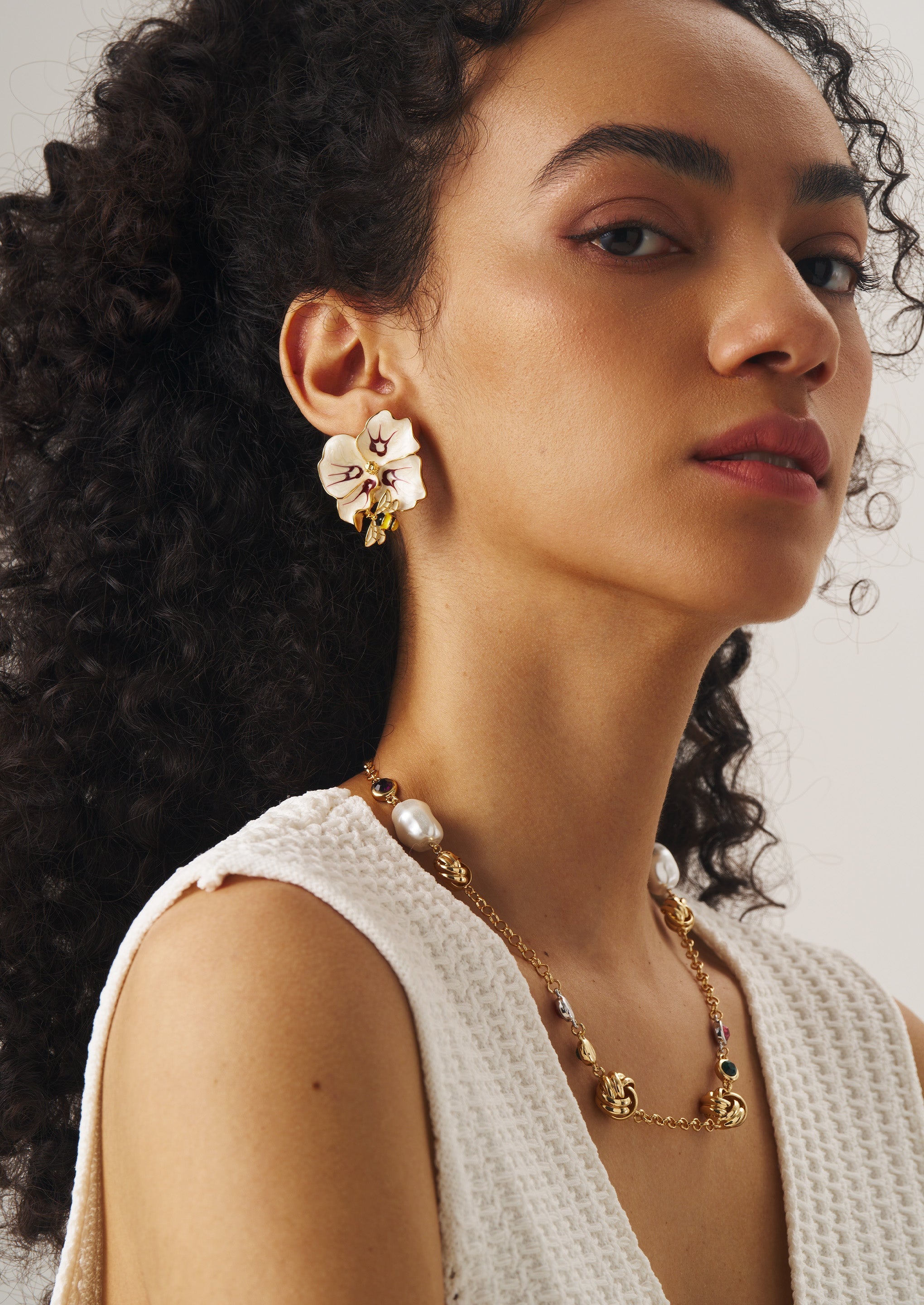 Floral Bee Enamel Earrings