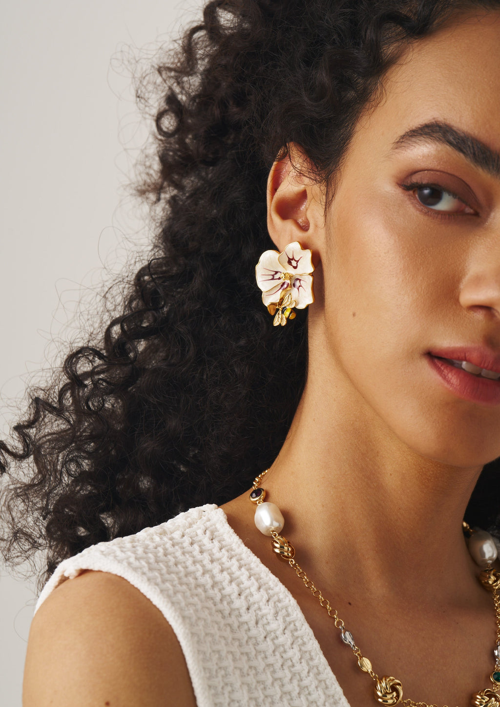 Floral Bee Enamel Earrings