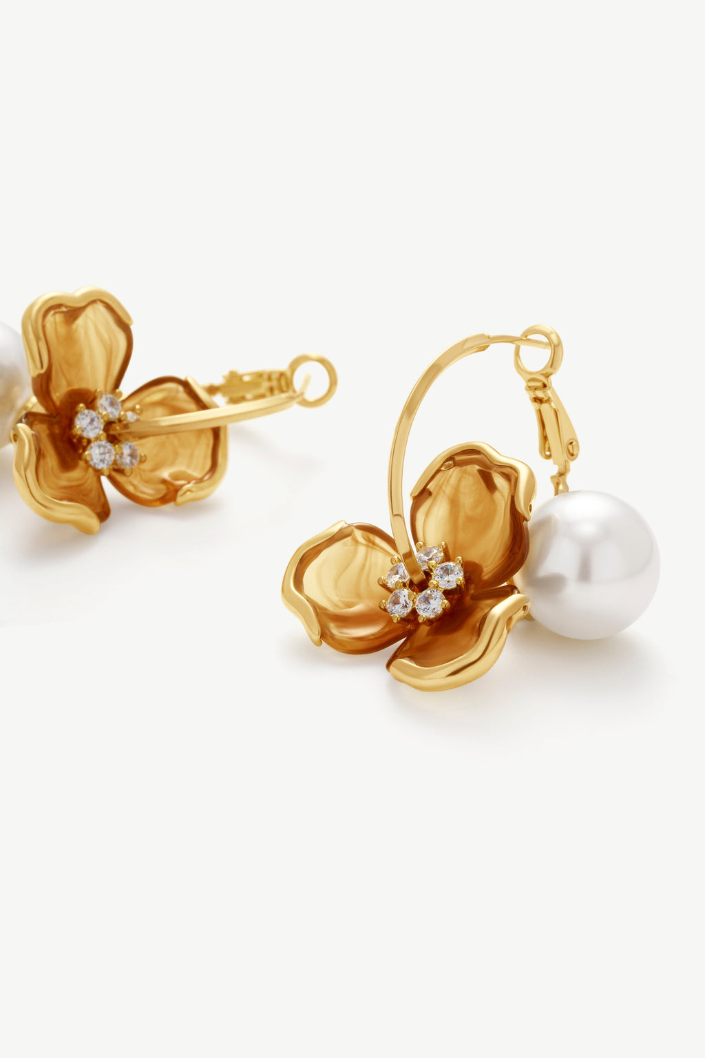 Flower Pearl Hoop Earrings
