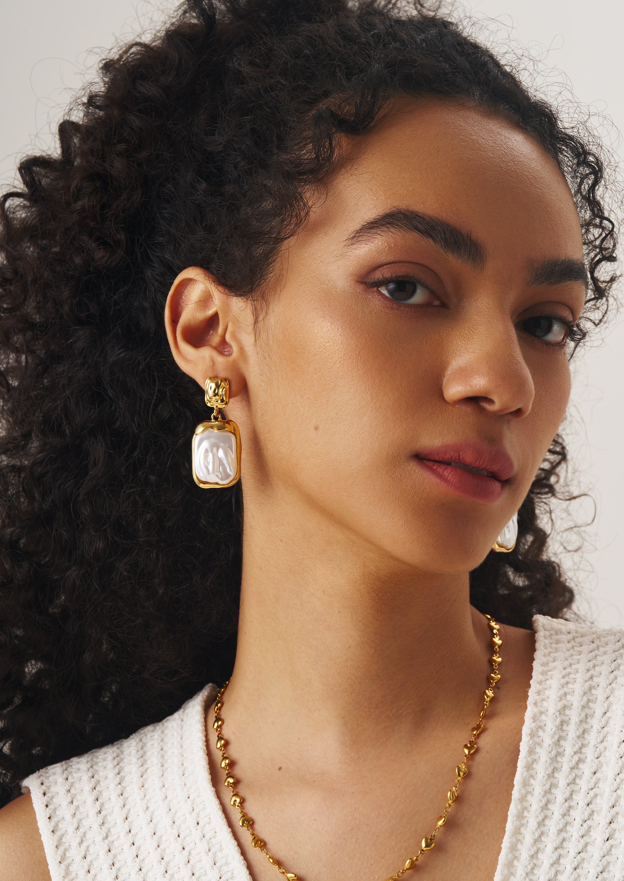 Square Pearl Drop Earrings