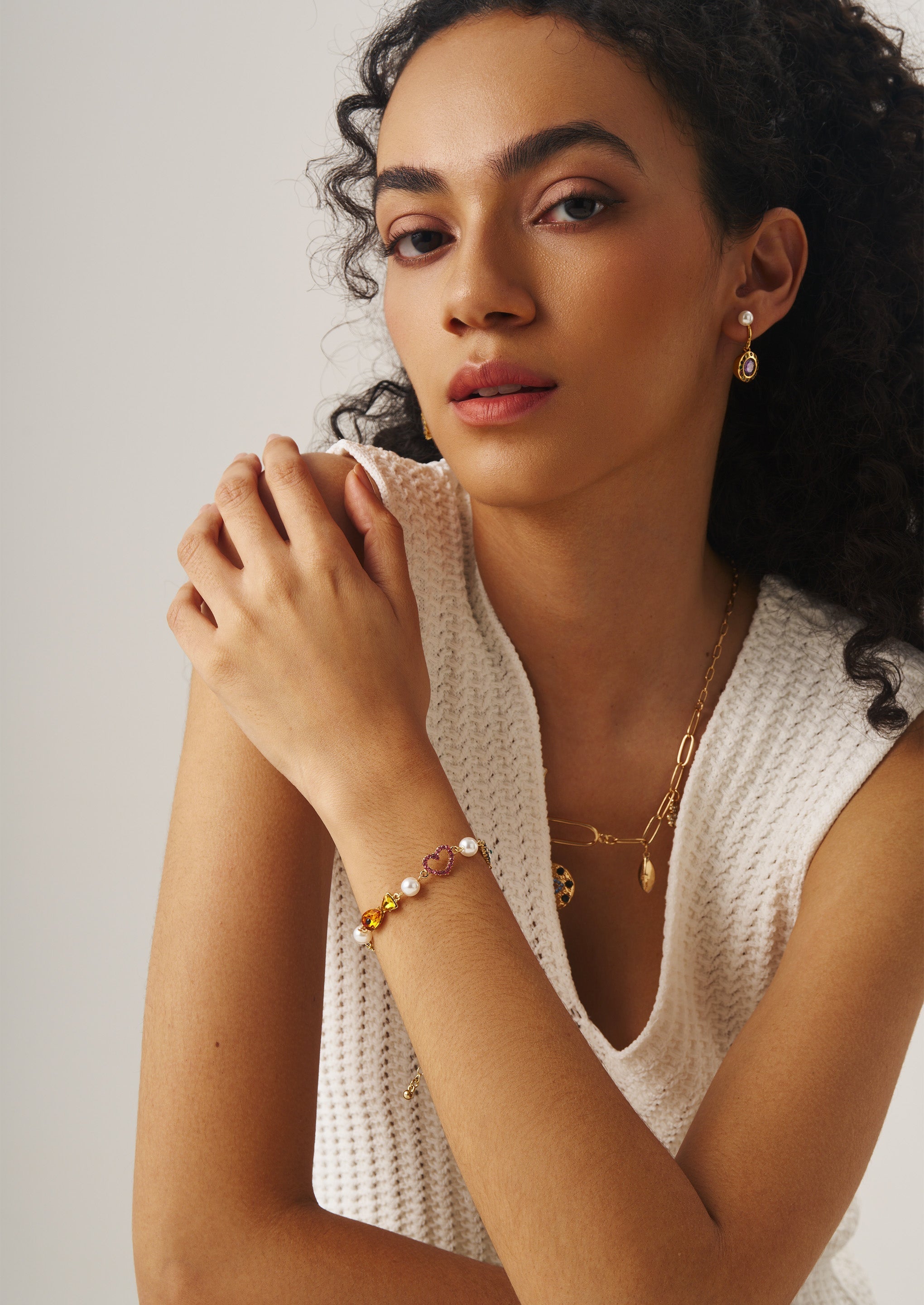 Pearl Charm Gold Bracelet