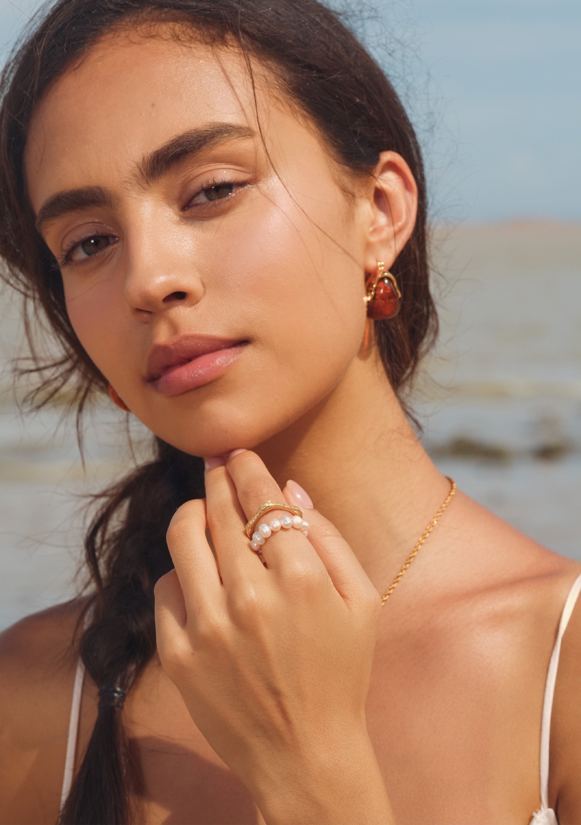 Pearl Double Stacking Ring