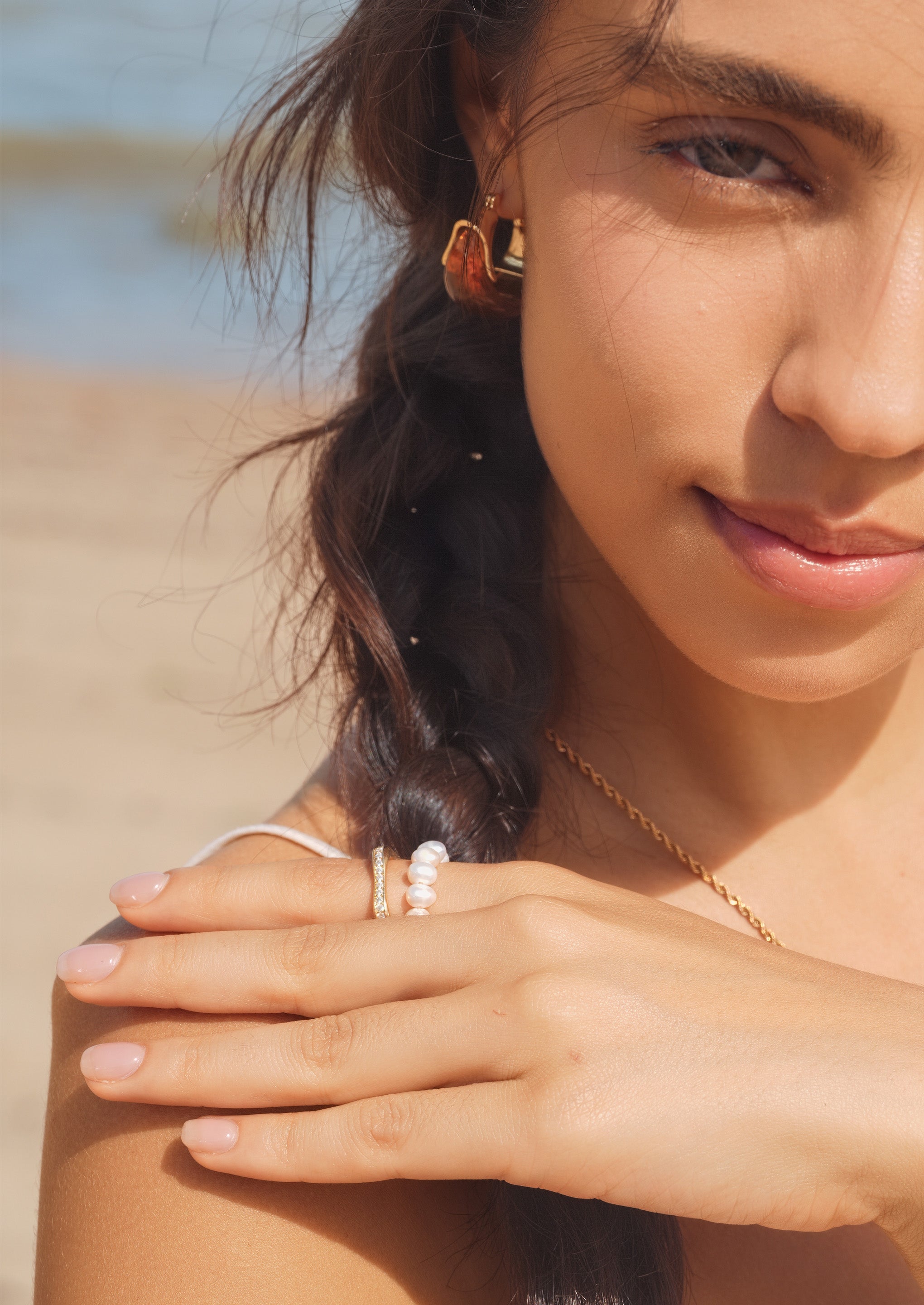 Pearl Double Stacking Ring