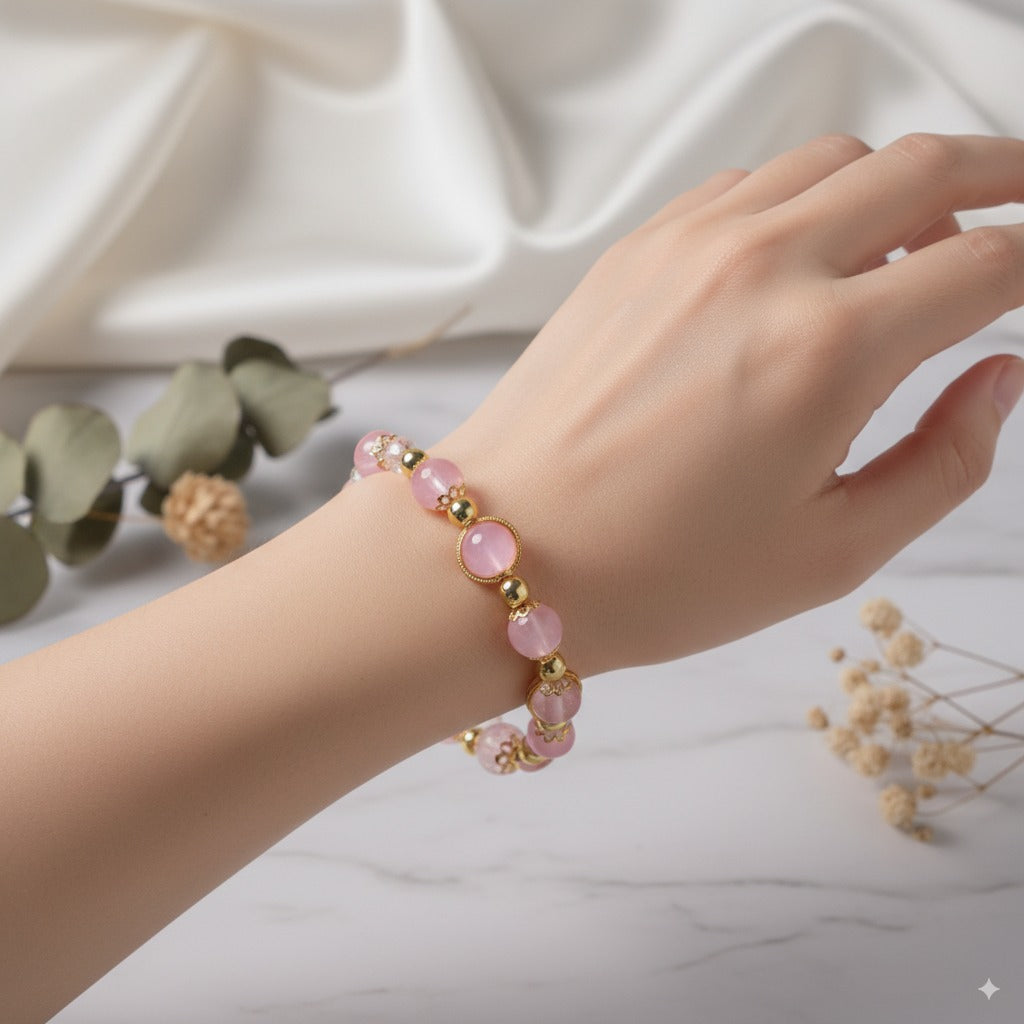 Pink cat's eye stone