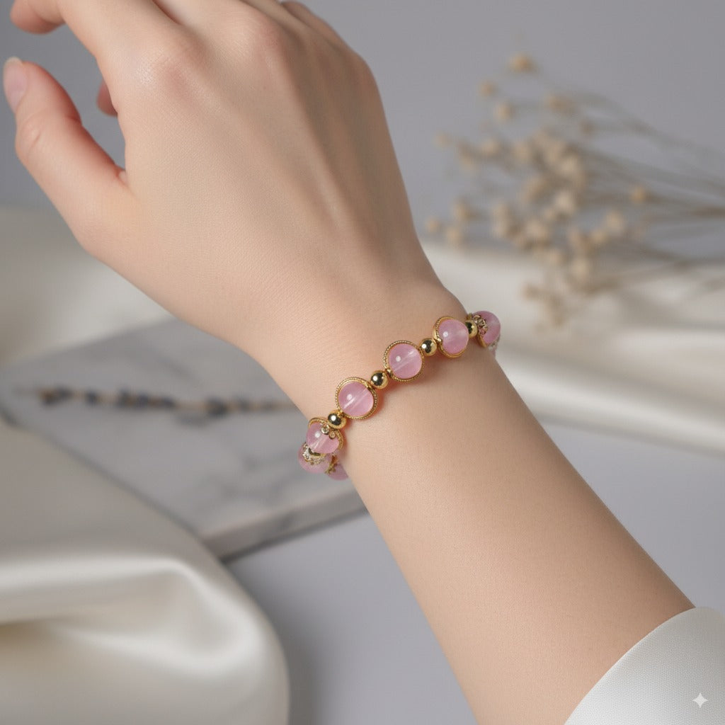 Pink cat's eye stone