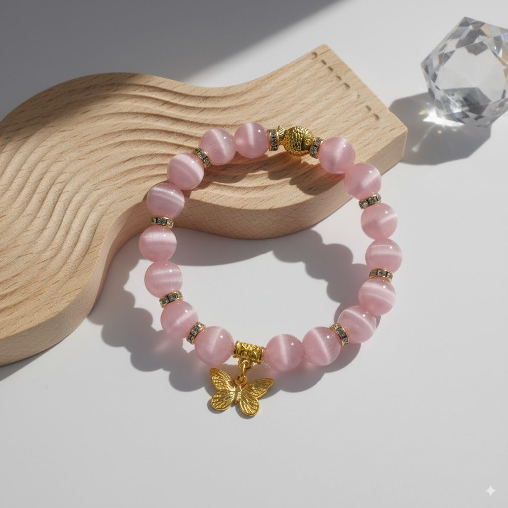 Pink cat's eye stone