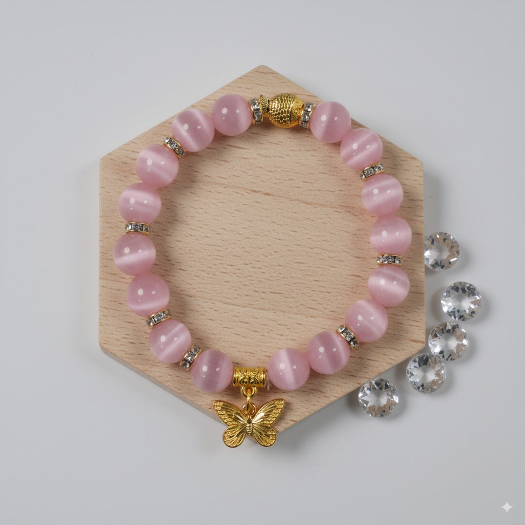 Pink cat's eye stone