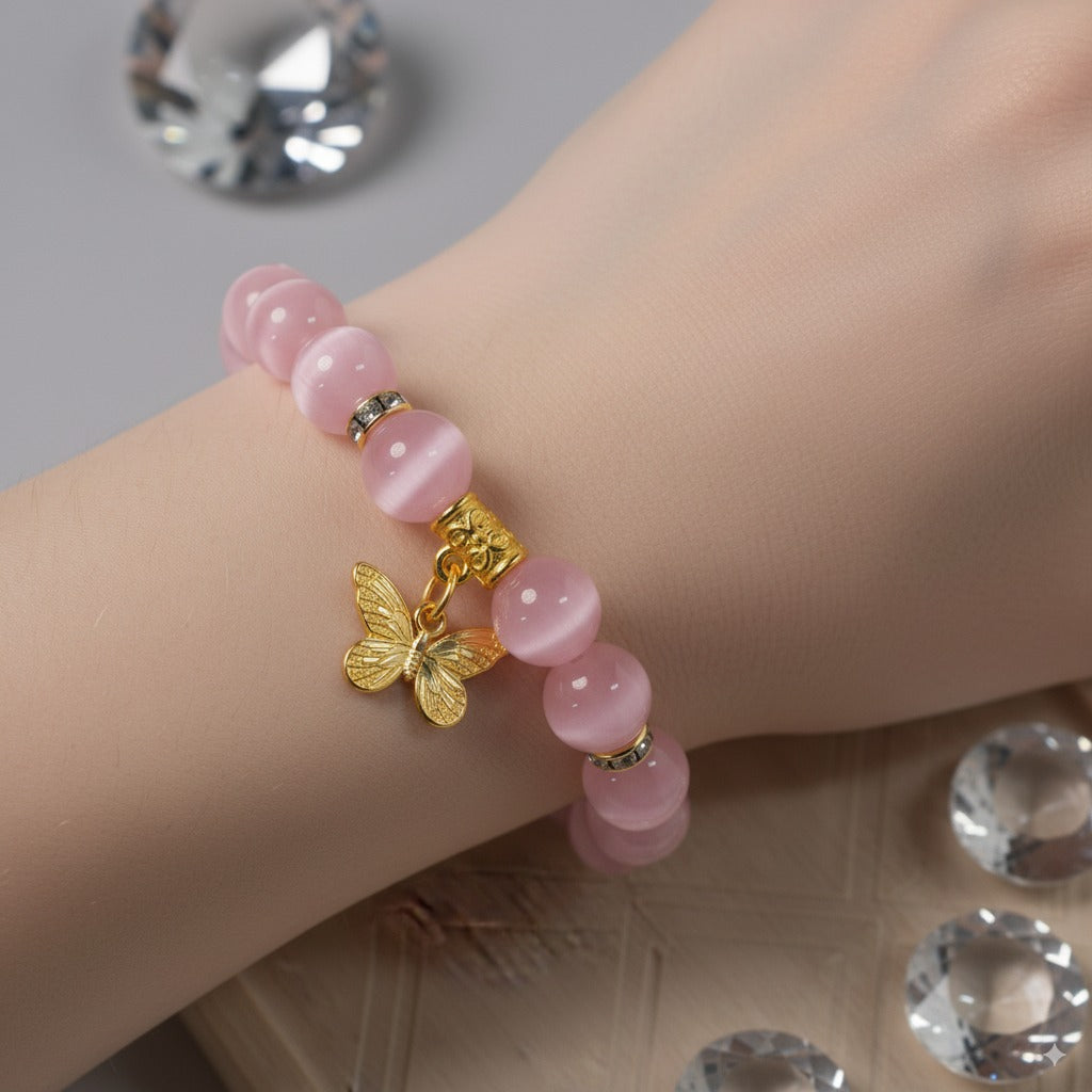 Pink cat's eye stone