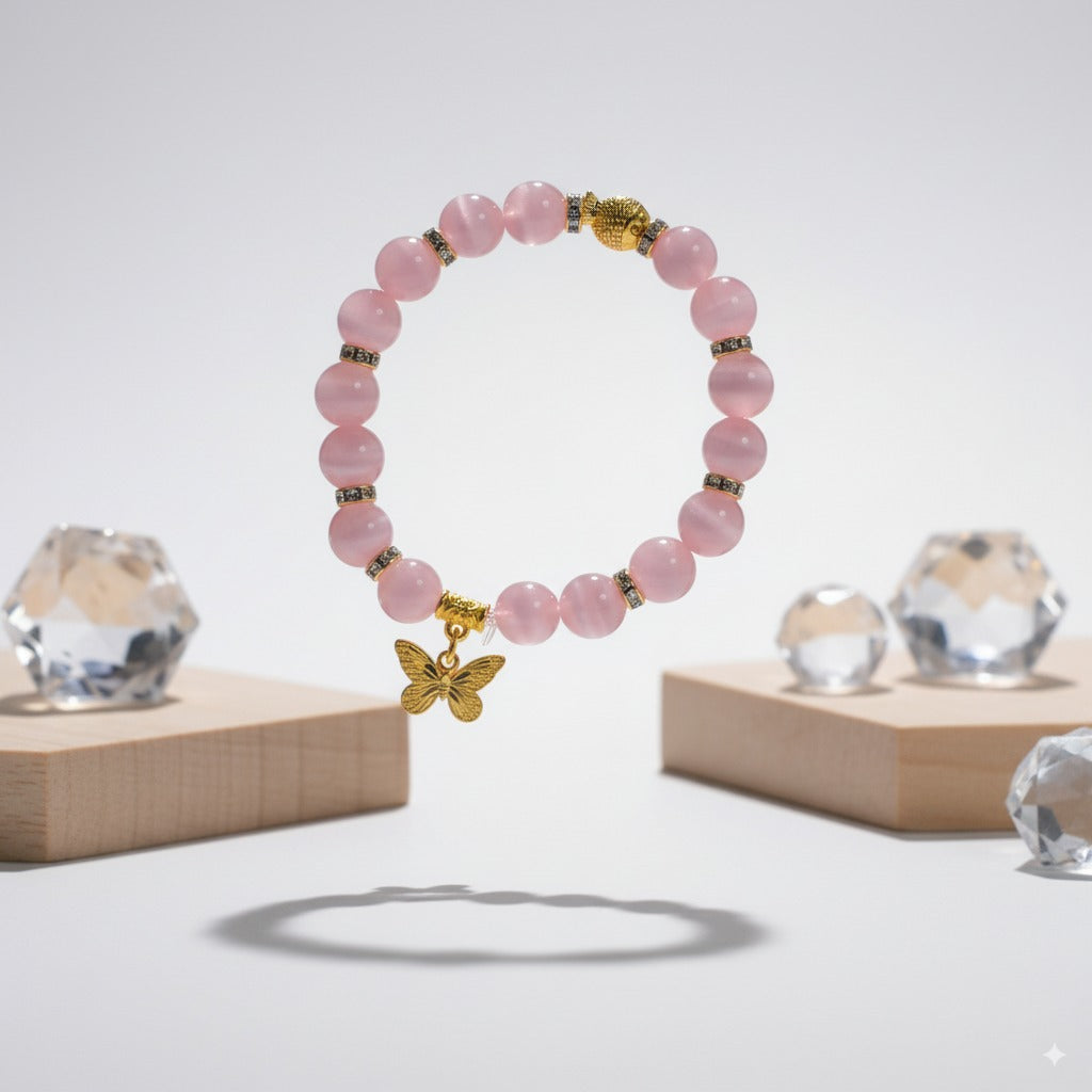 Pink cat's eye stone