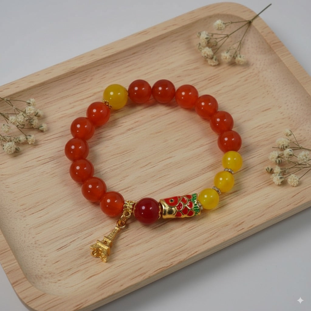 Red agate beads & yellow agate beads
