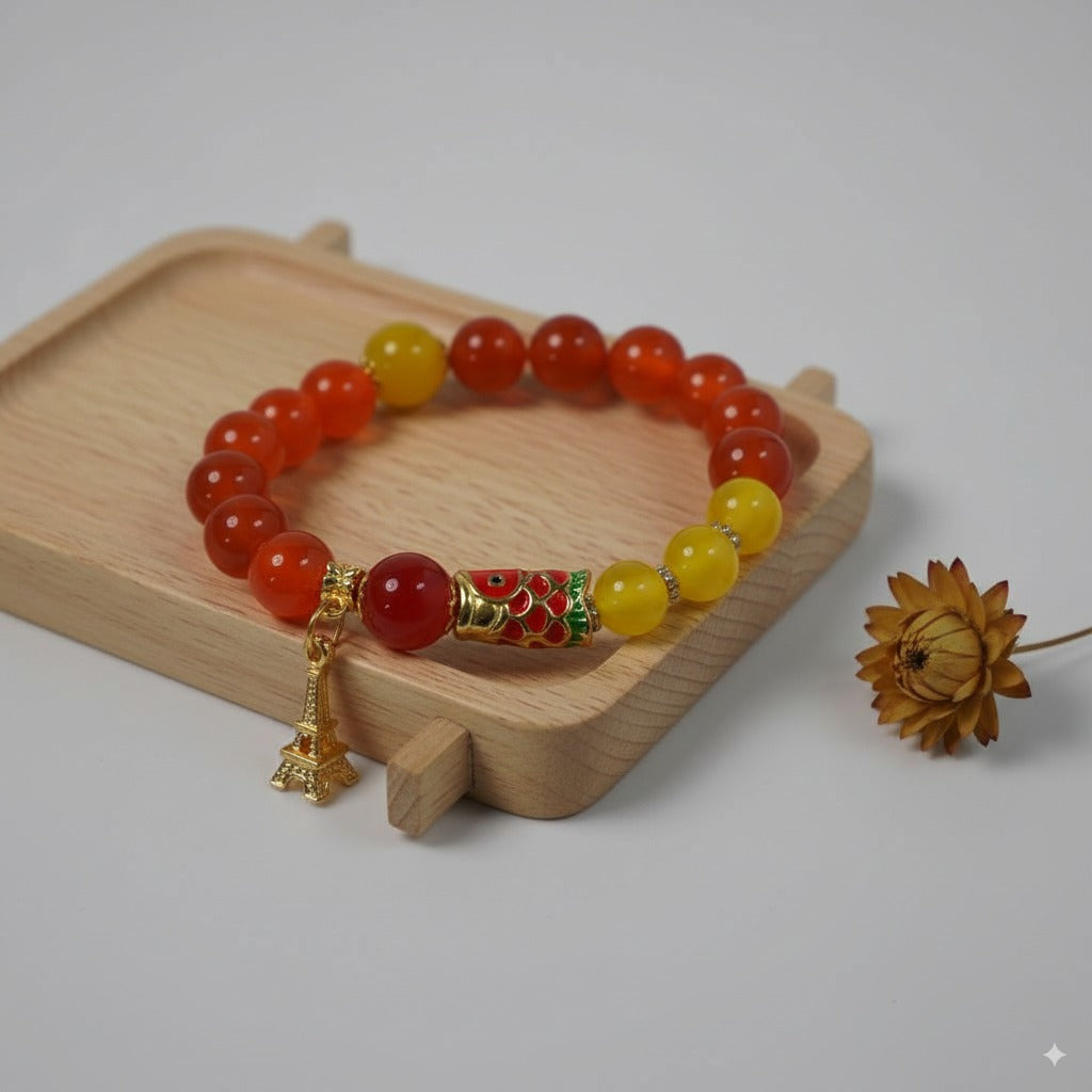 Red agate beads & yellow agate beads