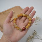 Yellow dragon jade round beads & red agate round beads