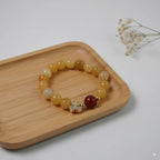 Yellow dragon jade round beads & red agate round beads