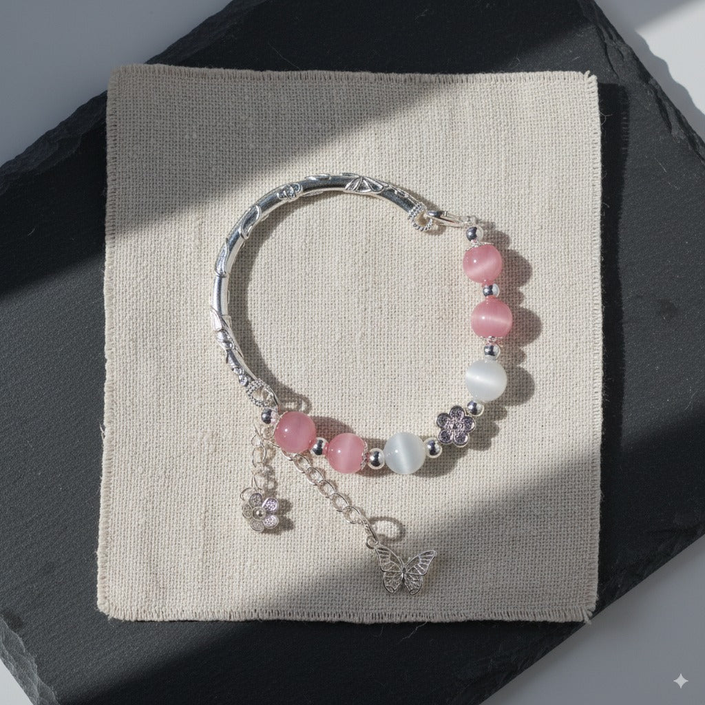 Rose quartz & moonstone & white chalcedony