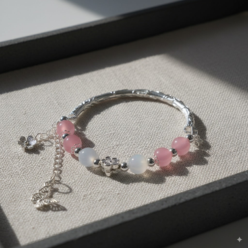 Rose quartz & moonstone & white chalcedony